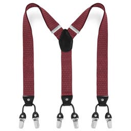 Wide Dotted Burgundy Clip-On Braces