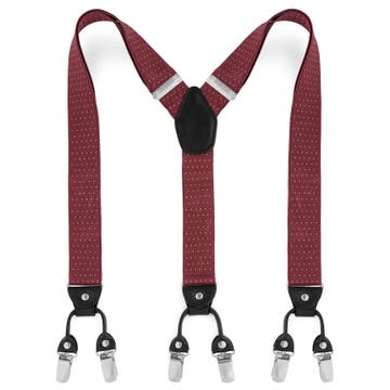 Wide Dotted Burgundy Clip-On Suspenders Wide Dotted Burgundy Clip-On Suspenders