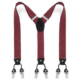 Wide Dotted Burgundy Clip-On Suspenders