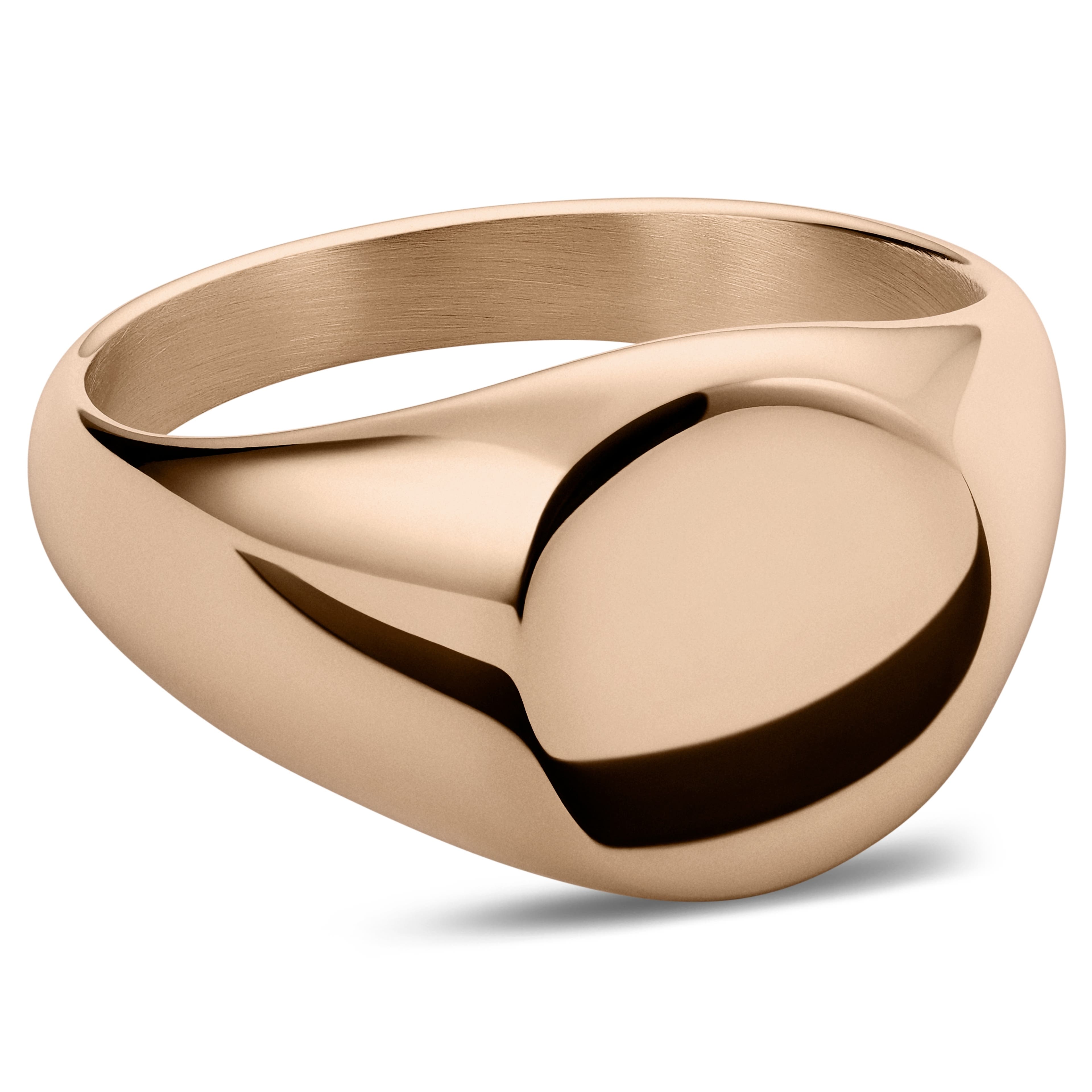 Rose Gold-Tone Round Signet Ring