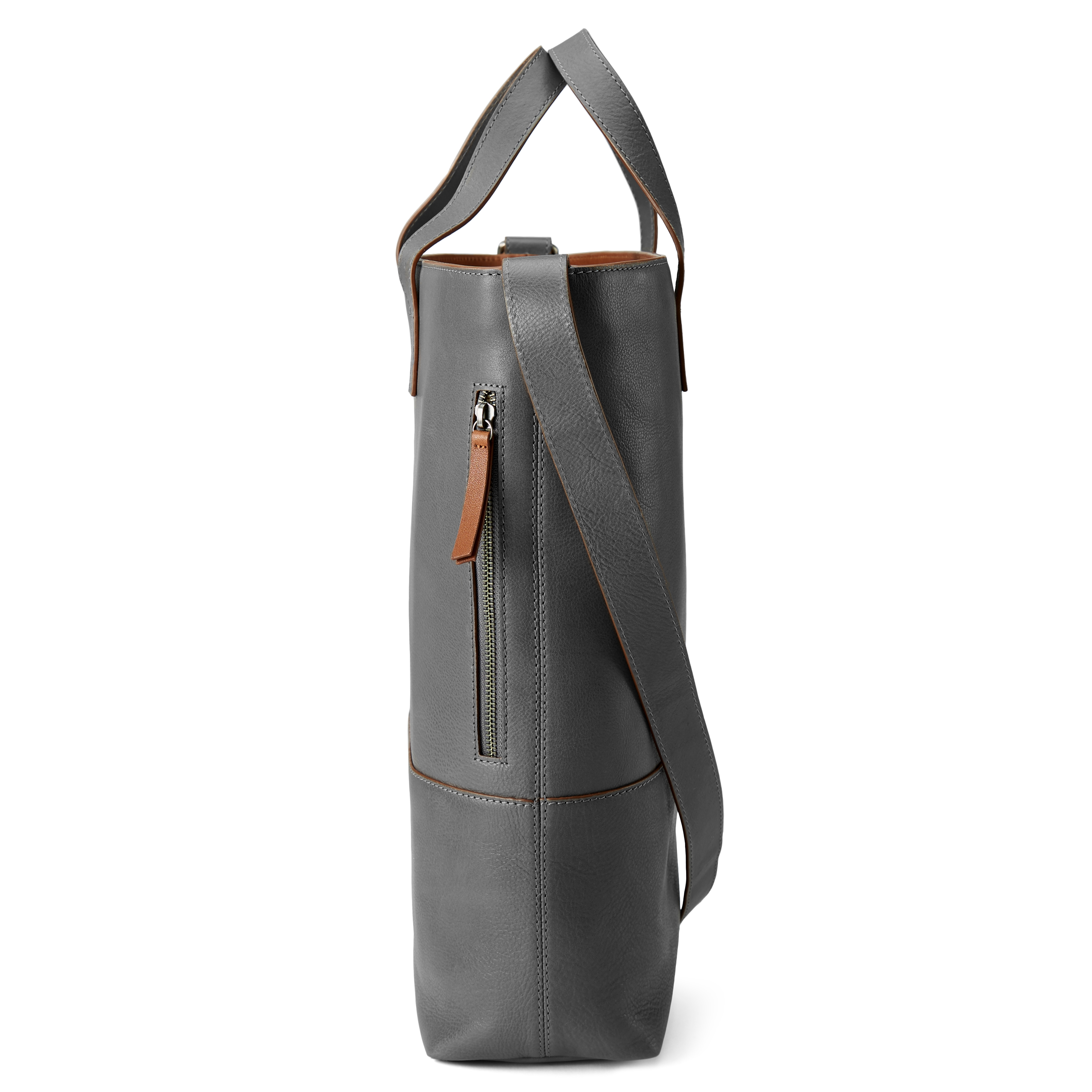 Lon Grey & Tan Leather Tote - 5