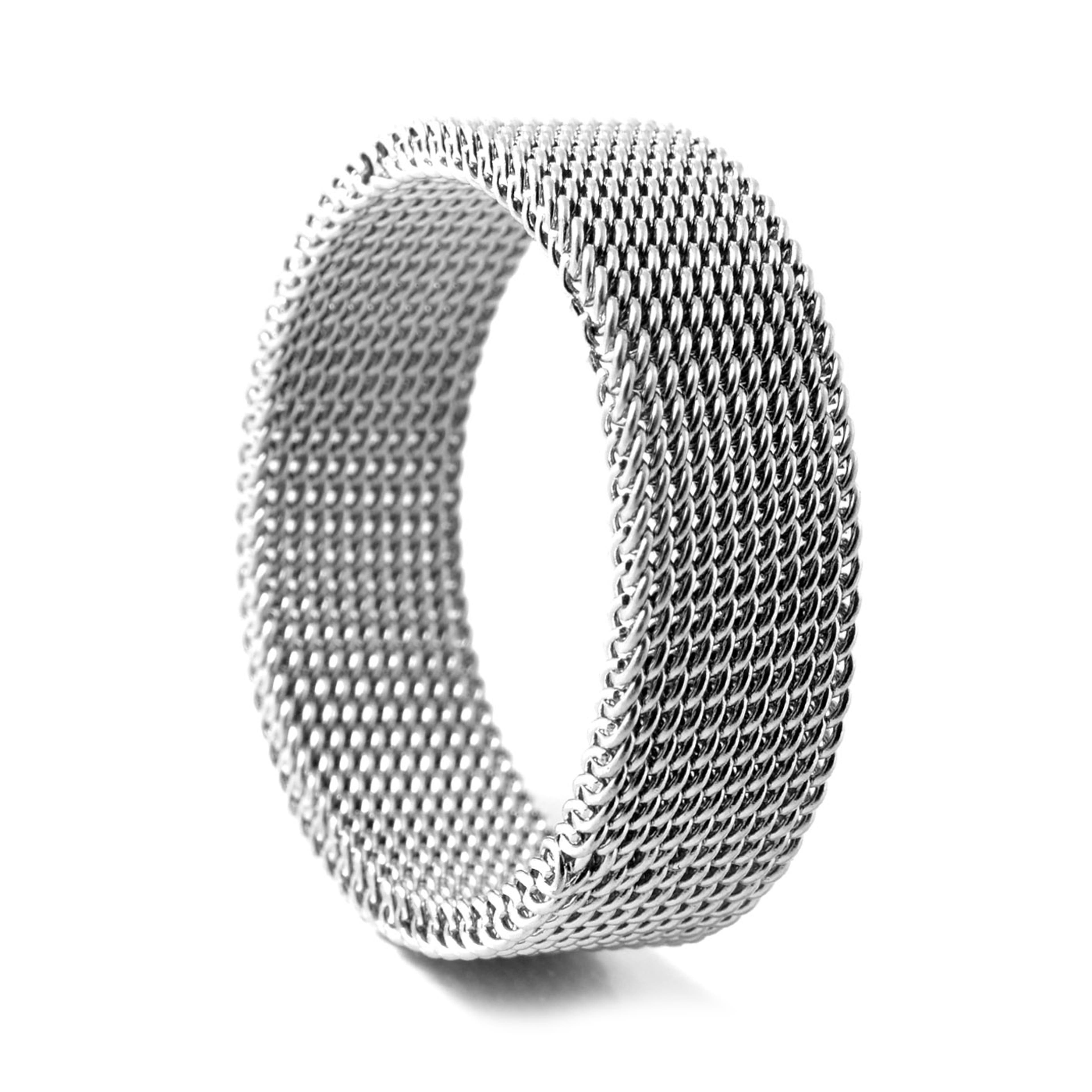 8 mm Silver-Tone Stainless Steel Flexible Chain Ring