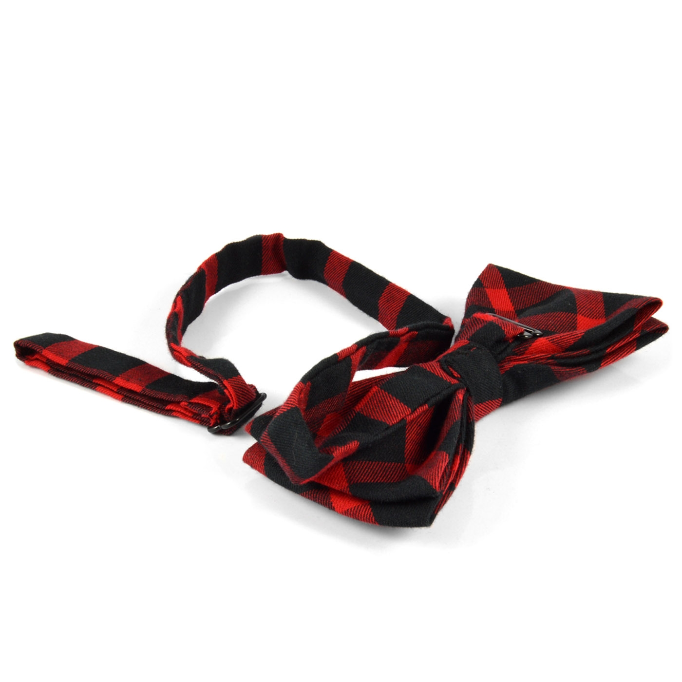 Red / Black Plaid Cotton Bow Tie - 3