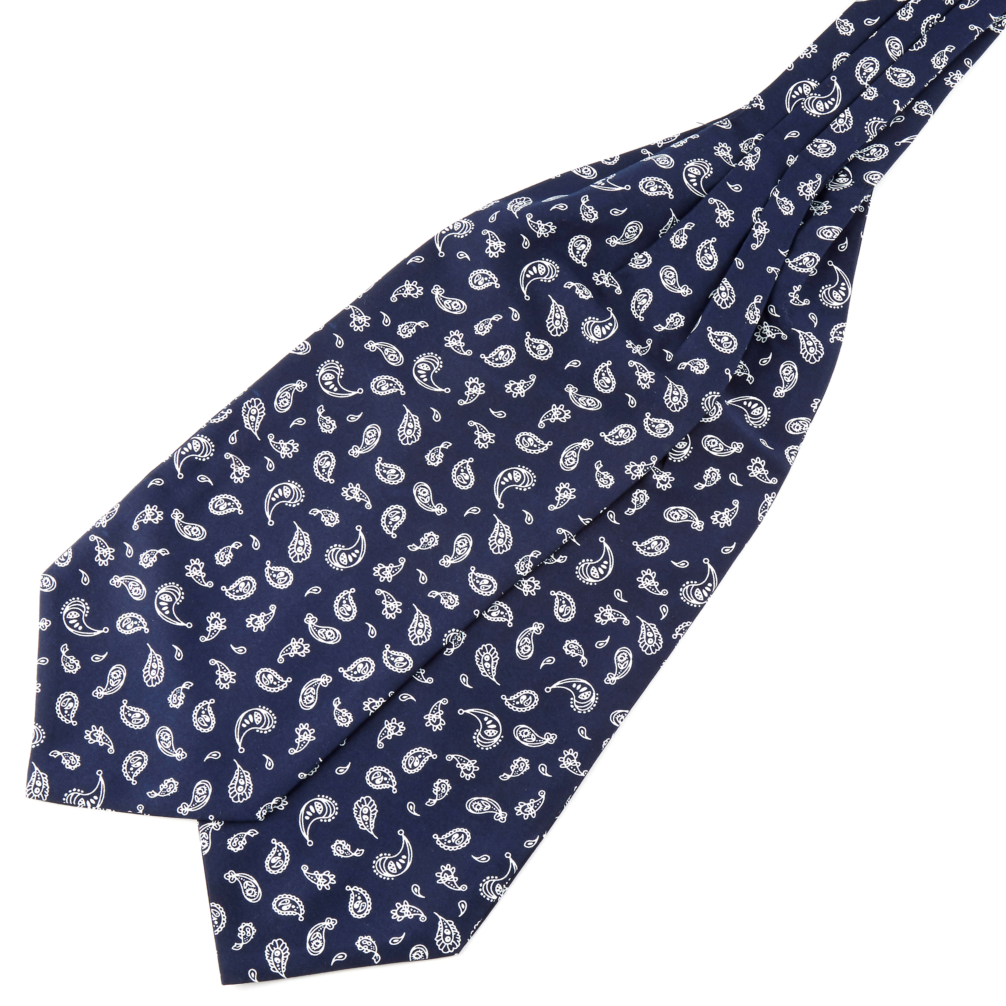 Pañuelo Ascot de poliéster estampado cachemira minimalista azul - 1