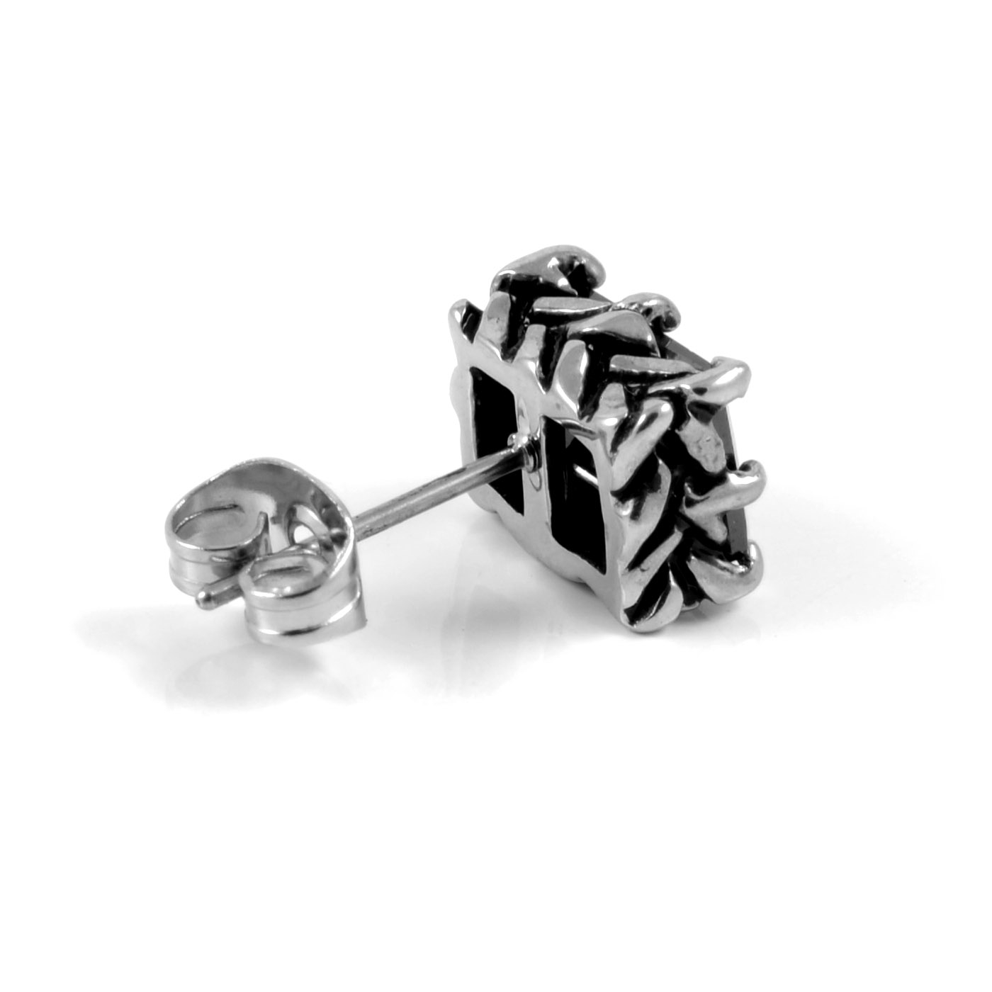 Vierkantige Koninklijke Zwarte Oorbel - 2