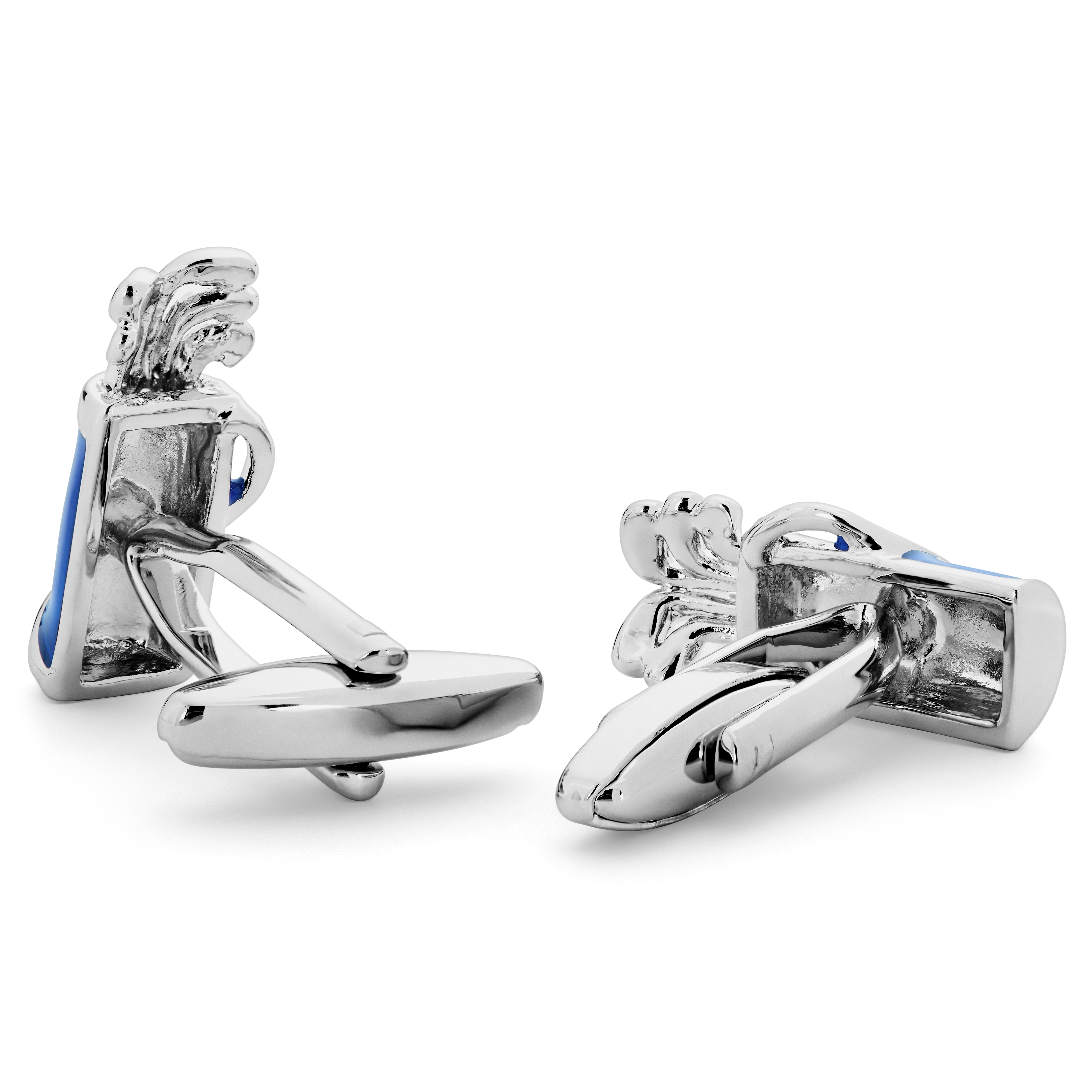 Meraklis | Hopeanväriset ja siniset golfkalvosinnapit - 2