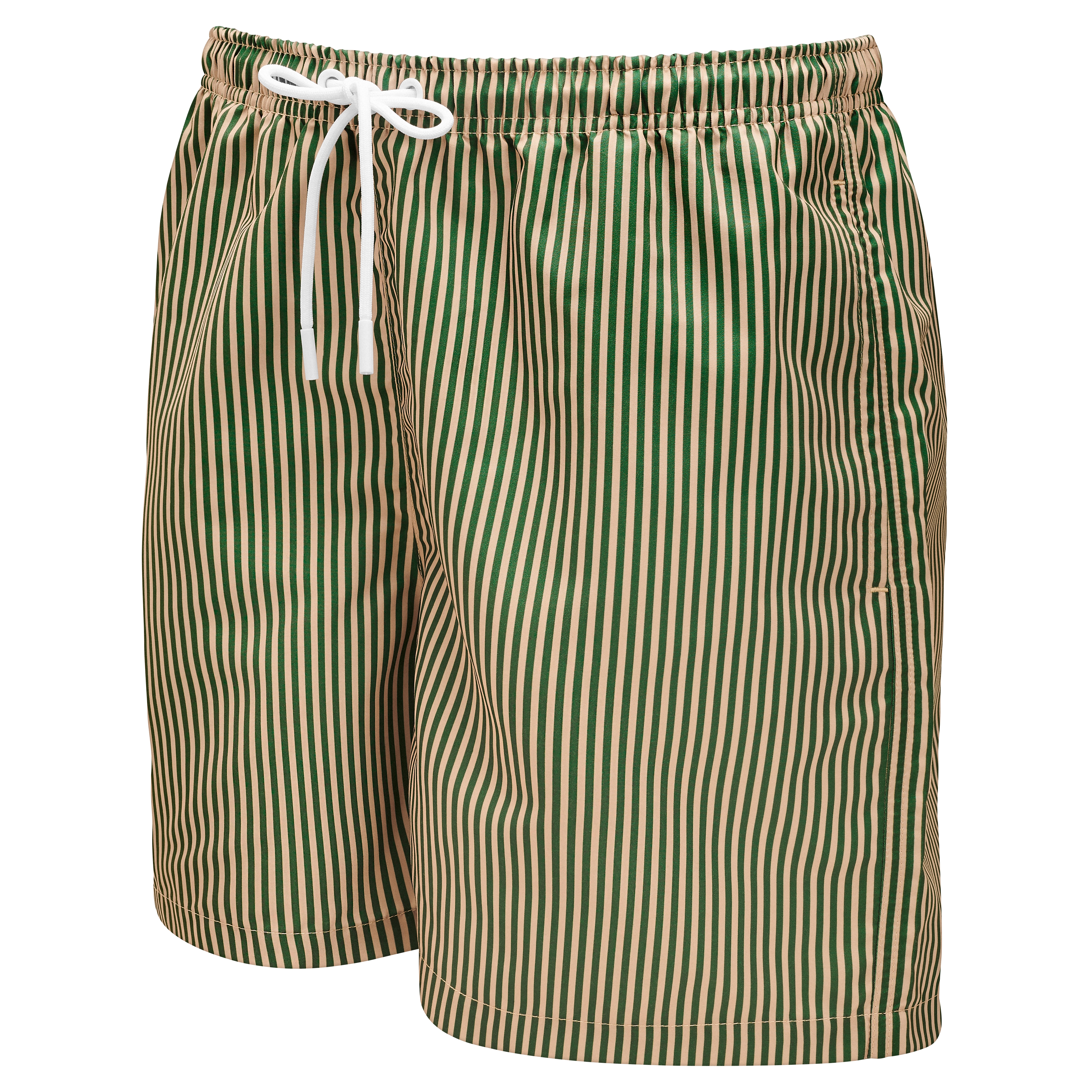 Striped Green & Beige Swim Shorts - 2