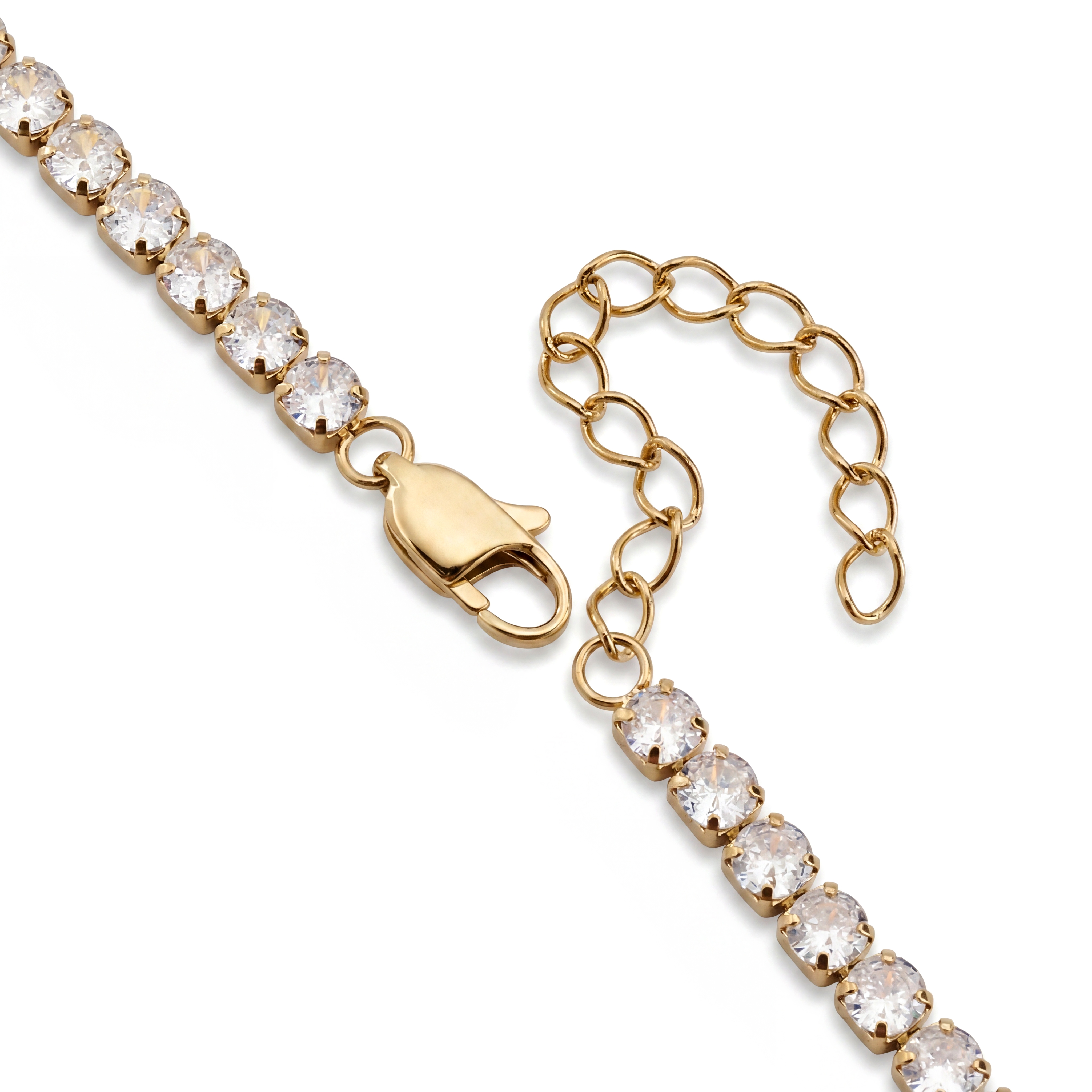 Dazzle | 4 mm 14K επιχρυσωμένο βραχιόλι τένις με κρυστάλλινη ζιρκόνια - 2