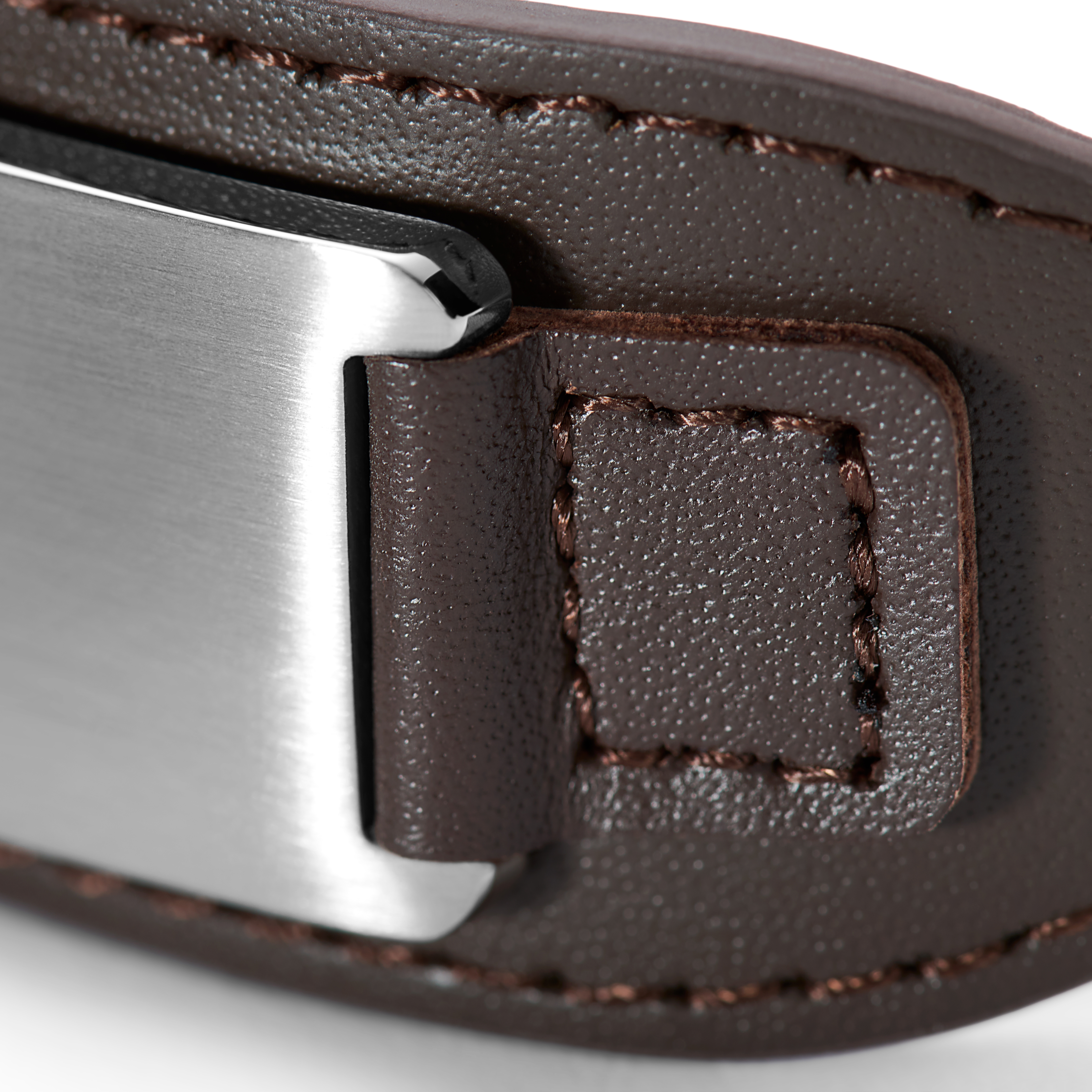 Brunt Manchetarmbånd i Læder m. Stålplade - 2