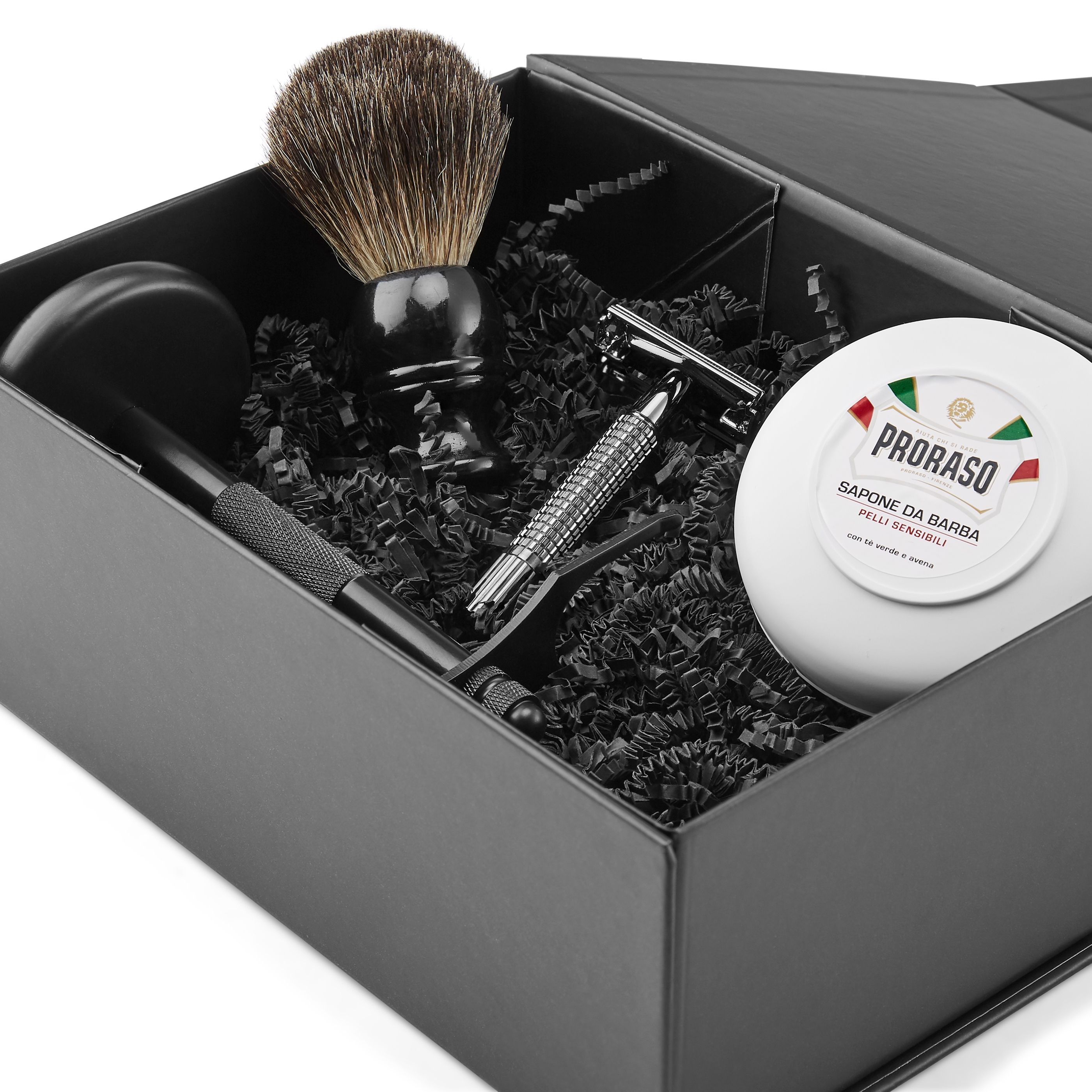 Schwarzes Pure Badger Starter Rasierset - 2