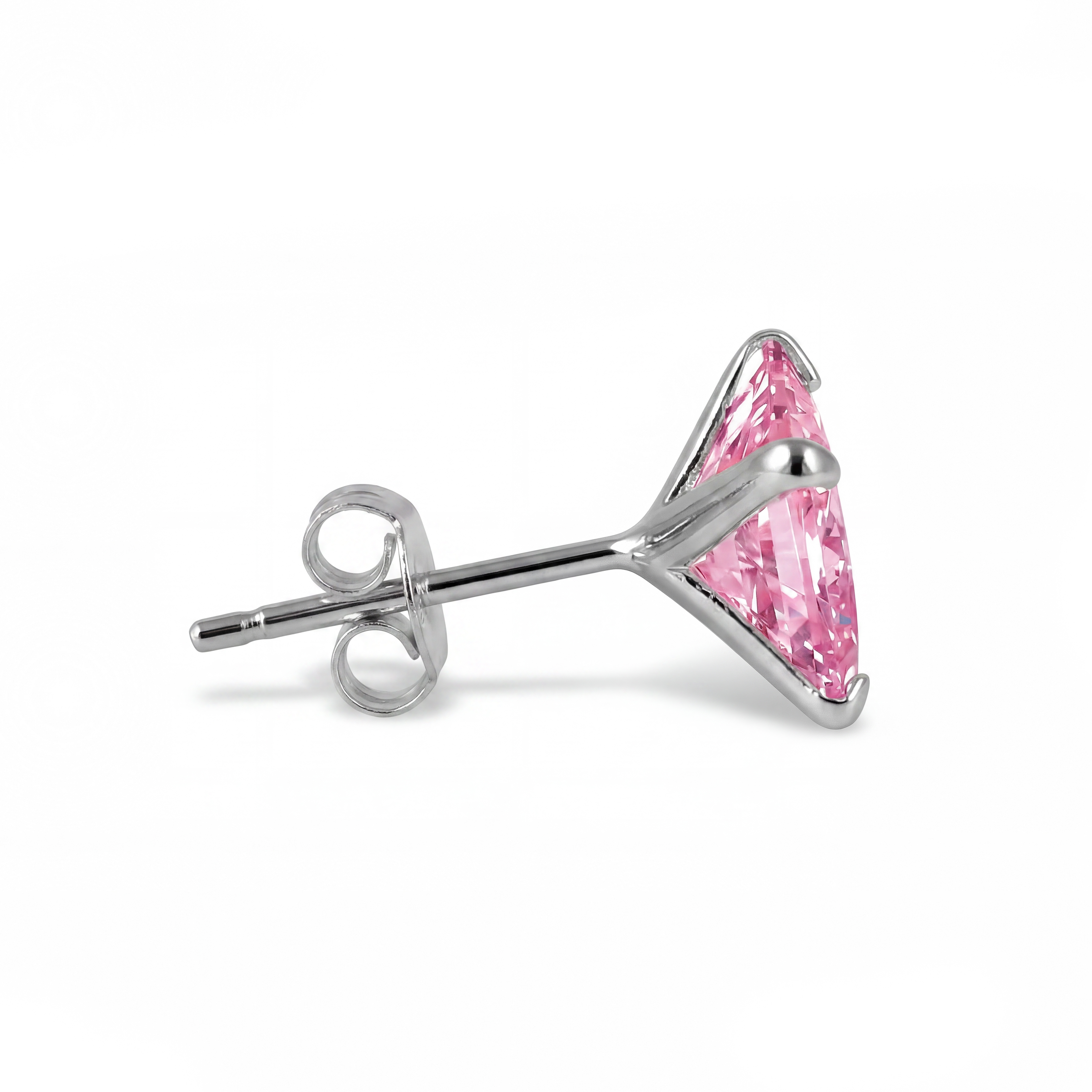 Lucid | Cercei cu șurub (stud) din argint 925 cu zirconiu pătrat roz de 8 mm - 2