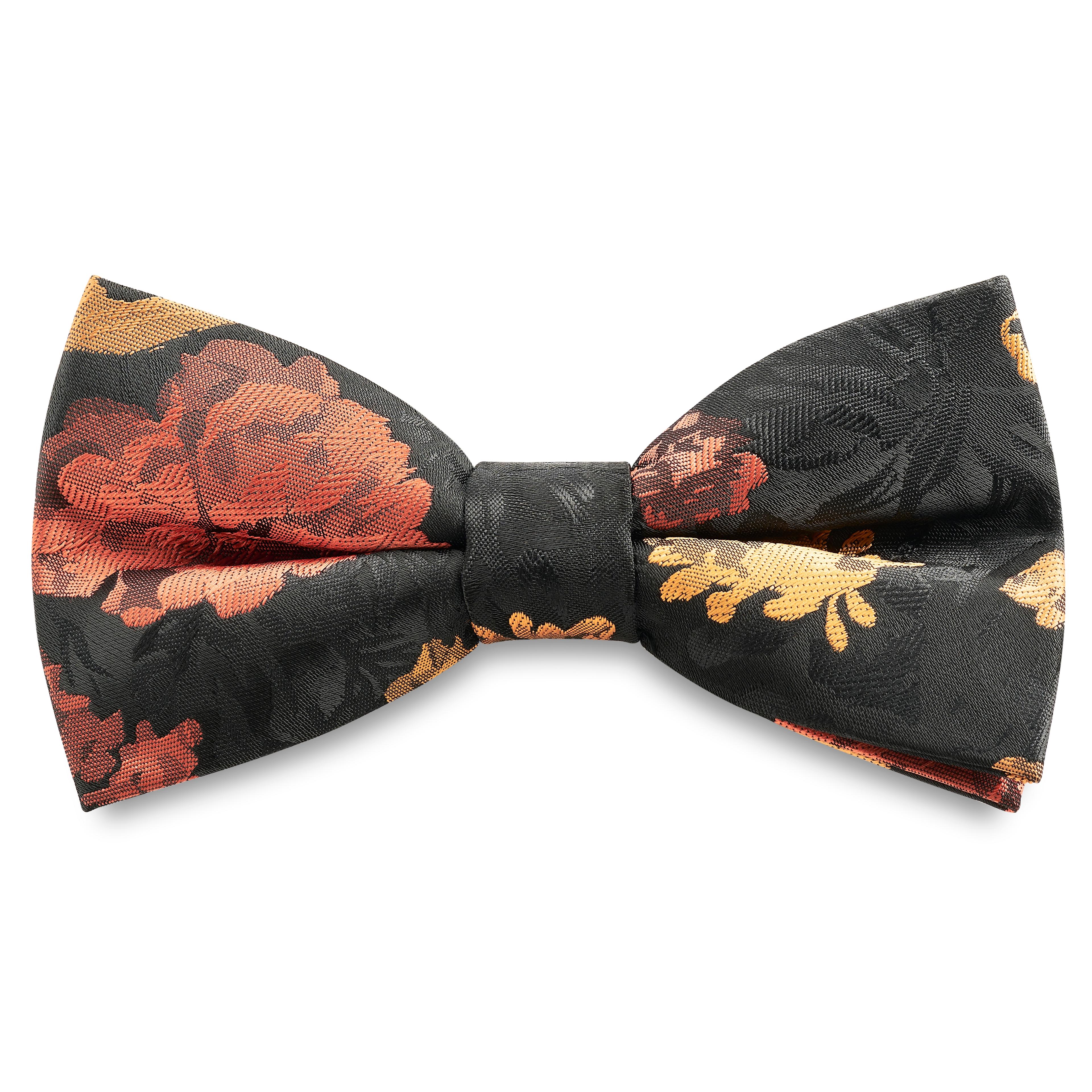 Vesuvio Napoli Men's Two-Tone Pre-tied Bow Tie & Hankie Set - Coral & Black, Prom Party