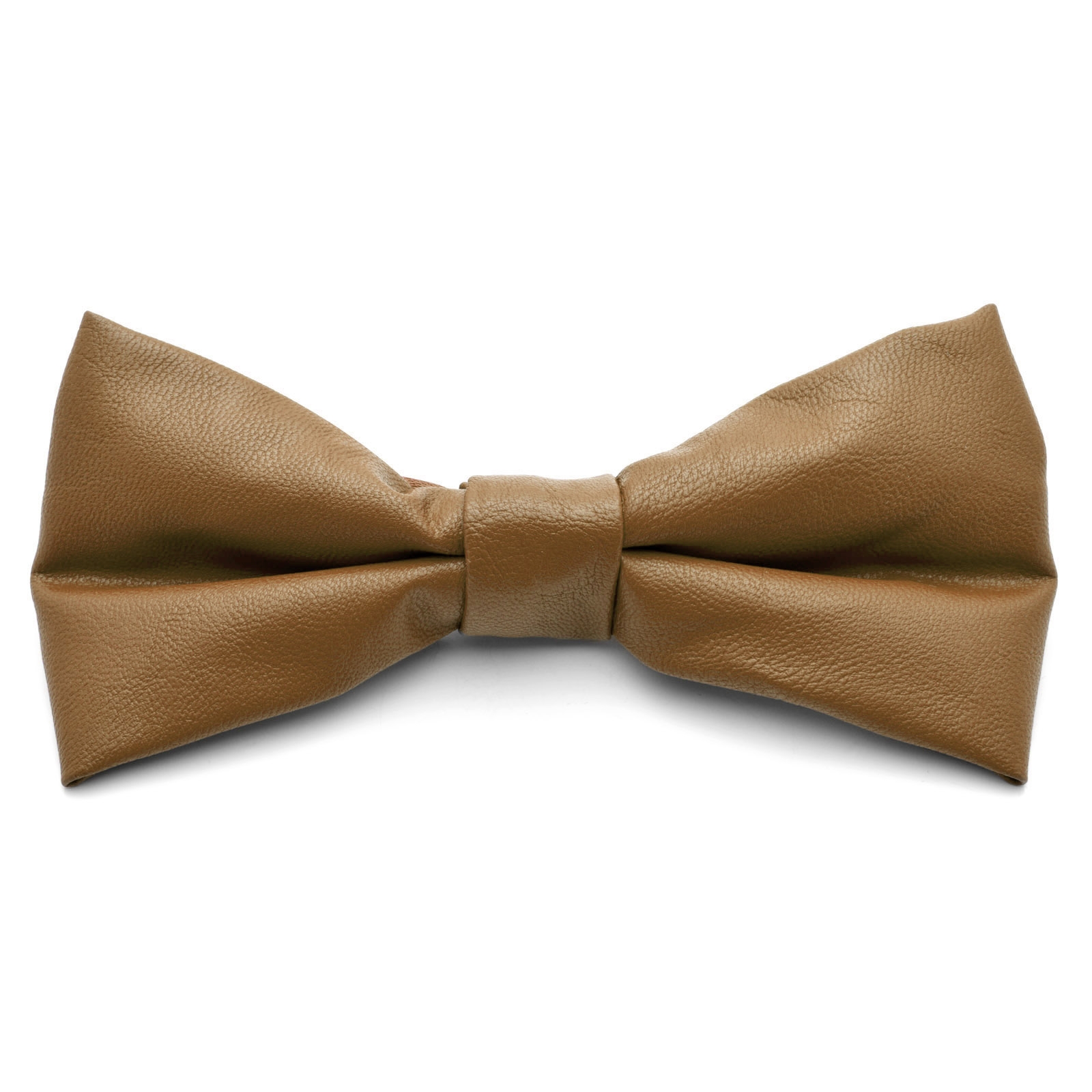 Camel Faux Leather Bow Tie - 1