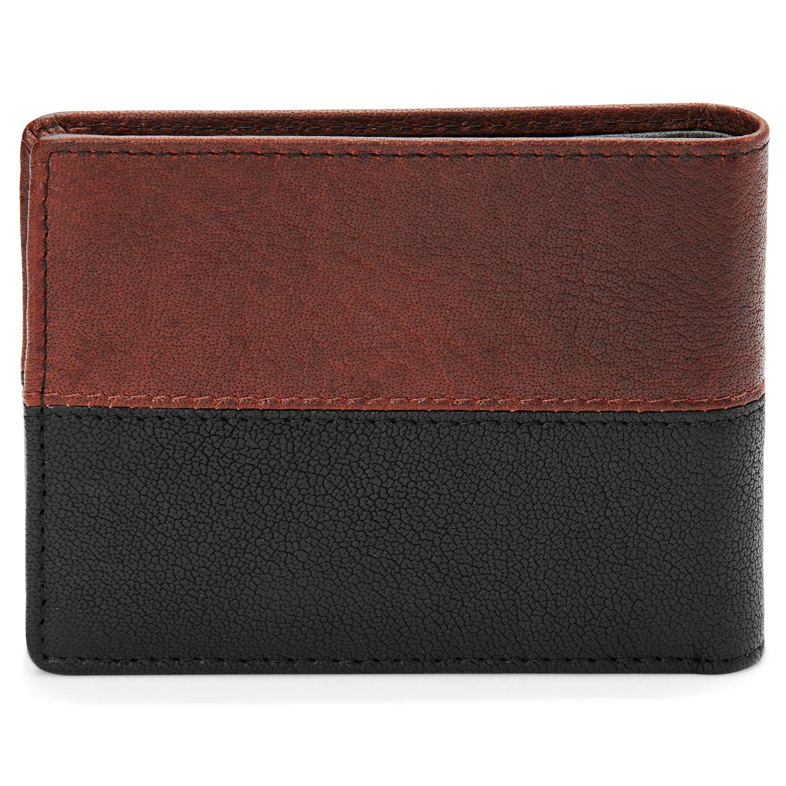 Montreal Svart og Lysebrun Skinnlommebok med Søm - 4