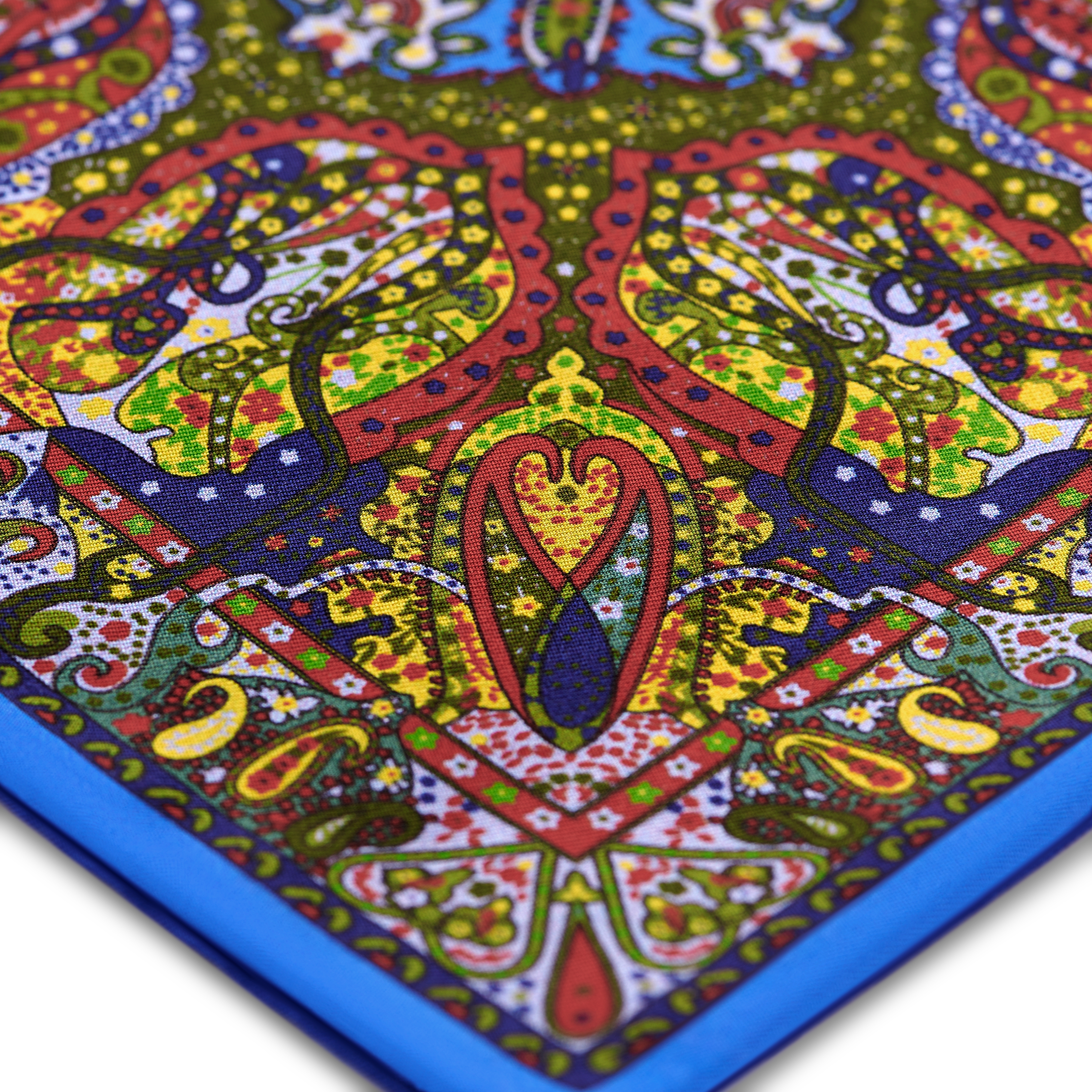 Elegio | Pochette de costume double face en soie à motifs bleus et bleus clairs - 5