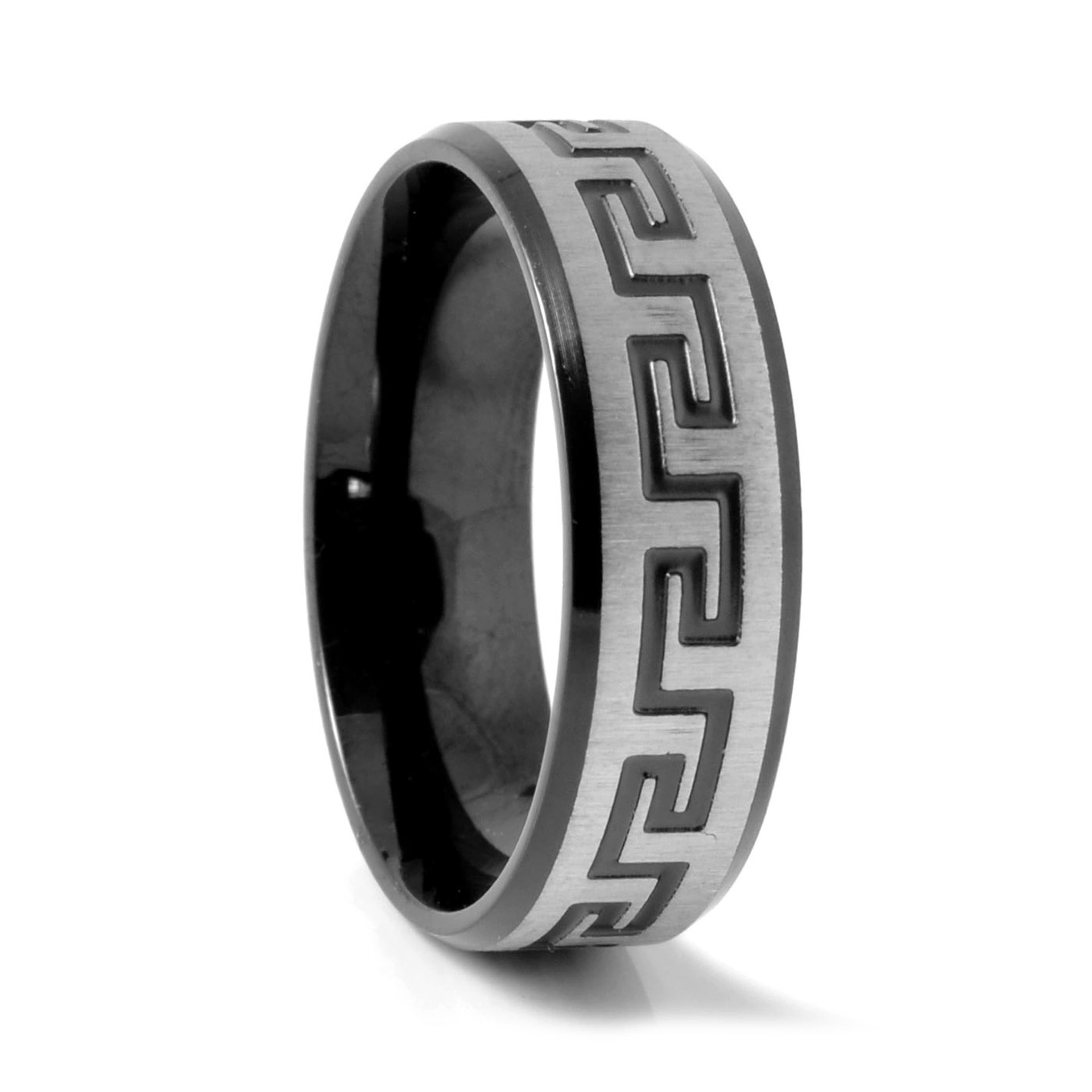 Inel din oțel cu design SL negru
