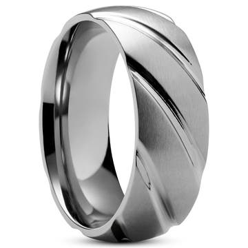 Aesop | 8 mm Silver-Tone Titanium With Wave Pattern Ring