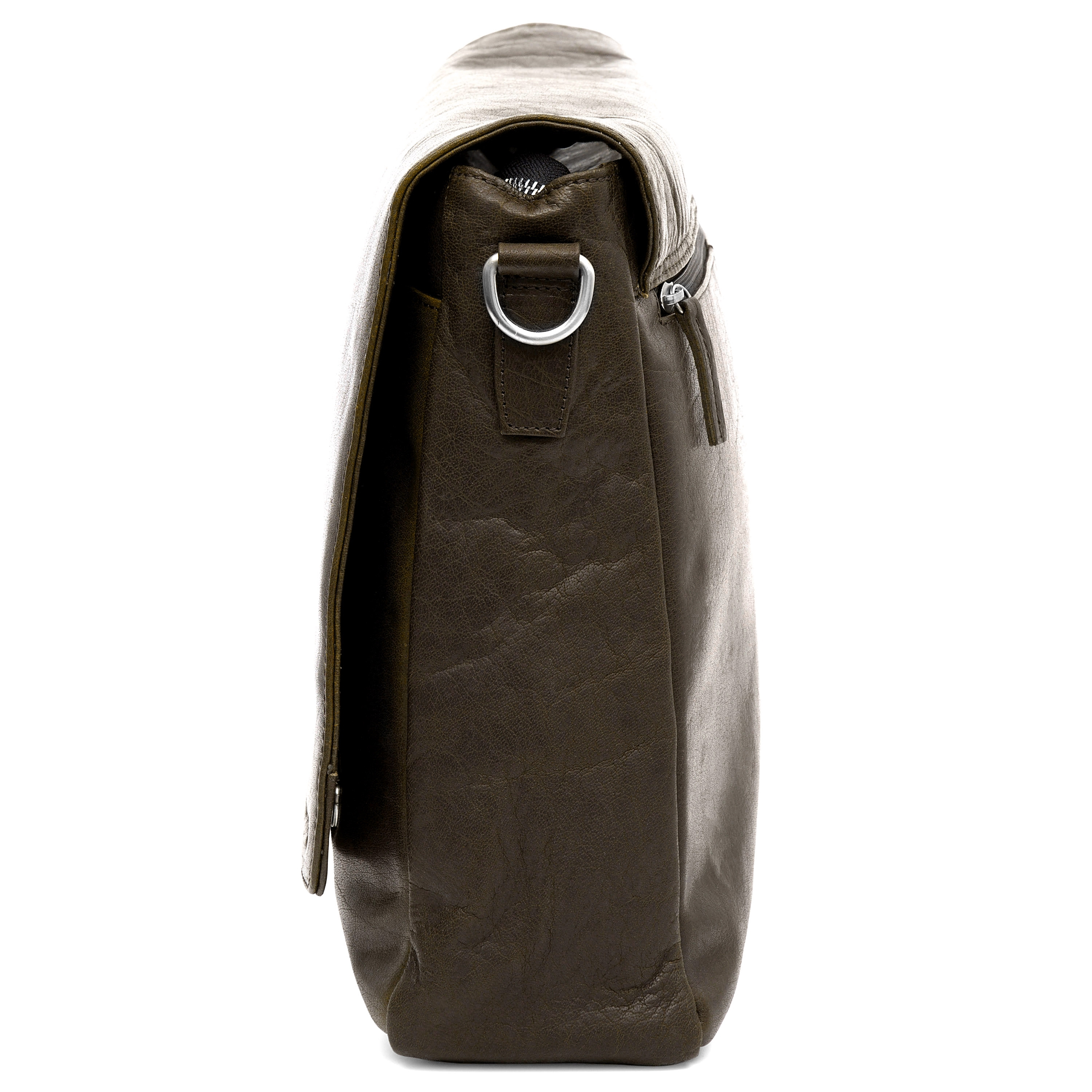 Olivenfarvet Montreal Messengertaske i Læder - 6