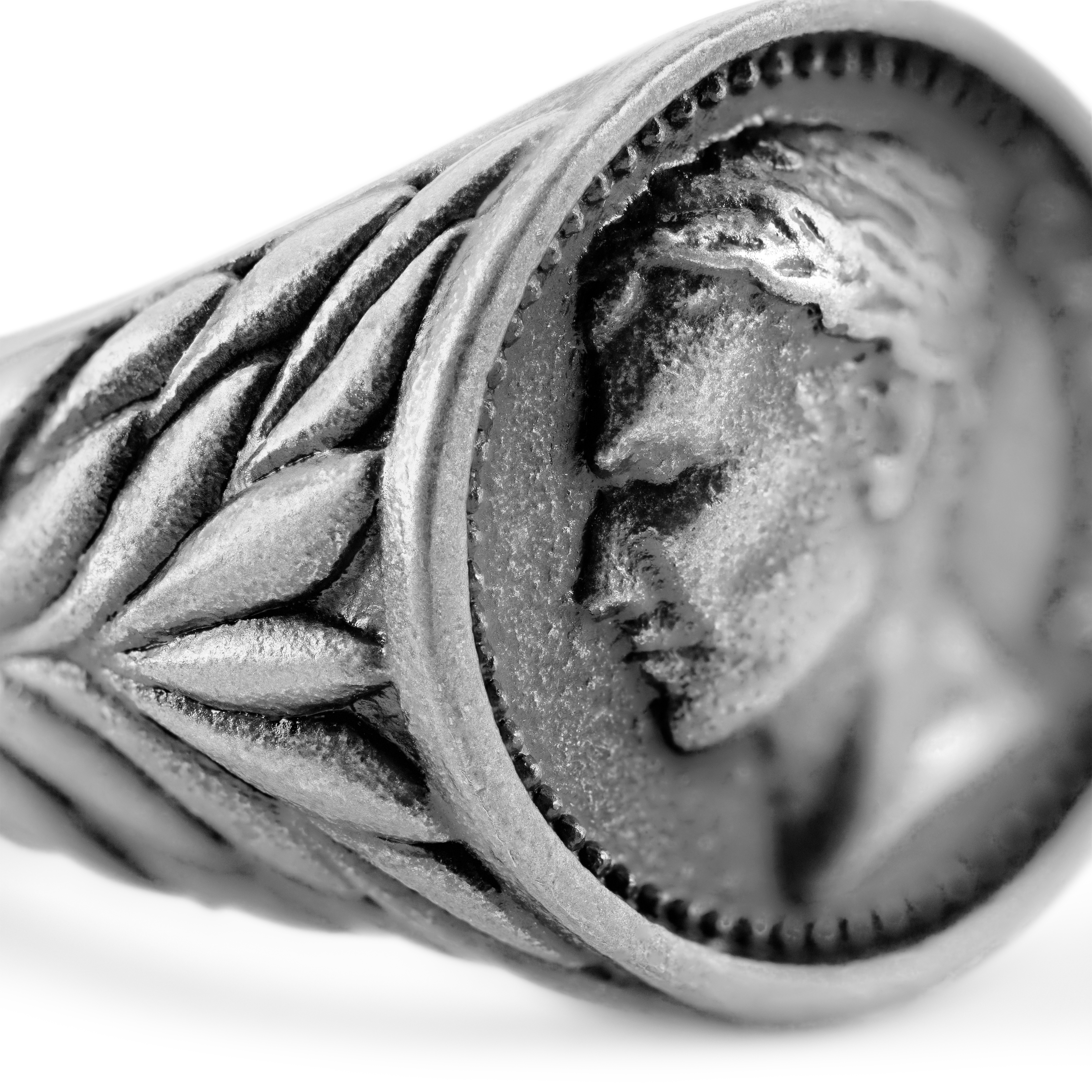 Obelius | Vintage Ασημί Signet Δαχτυλίδι Caesar Coin - 5
