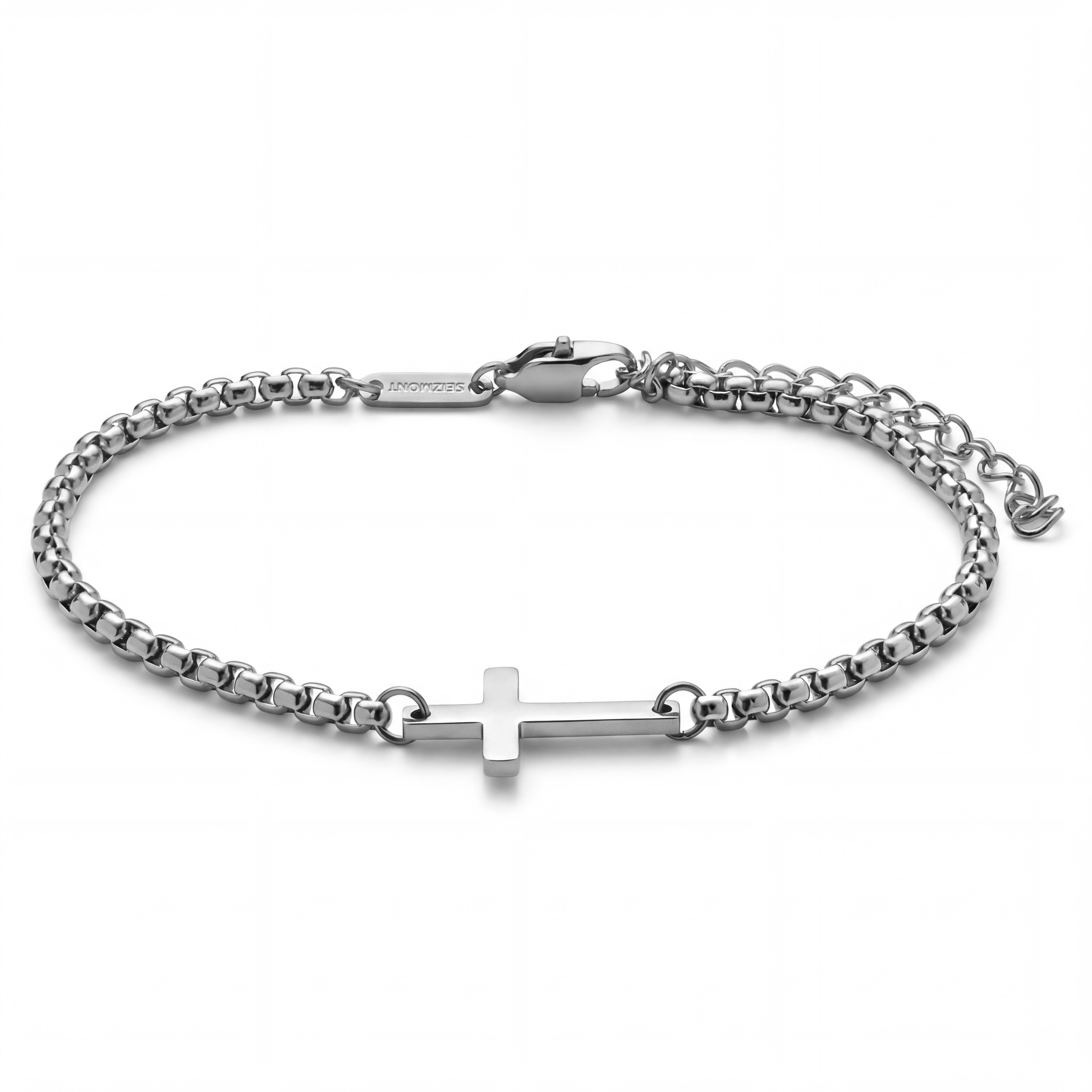 New Classics | 2mm Hopeansävyinen Teräksinen Pyöristetty Risti Ranneketju - 1