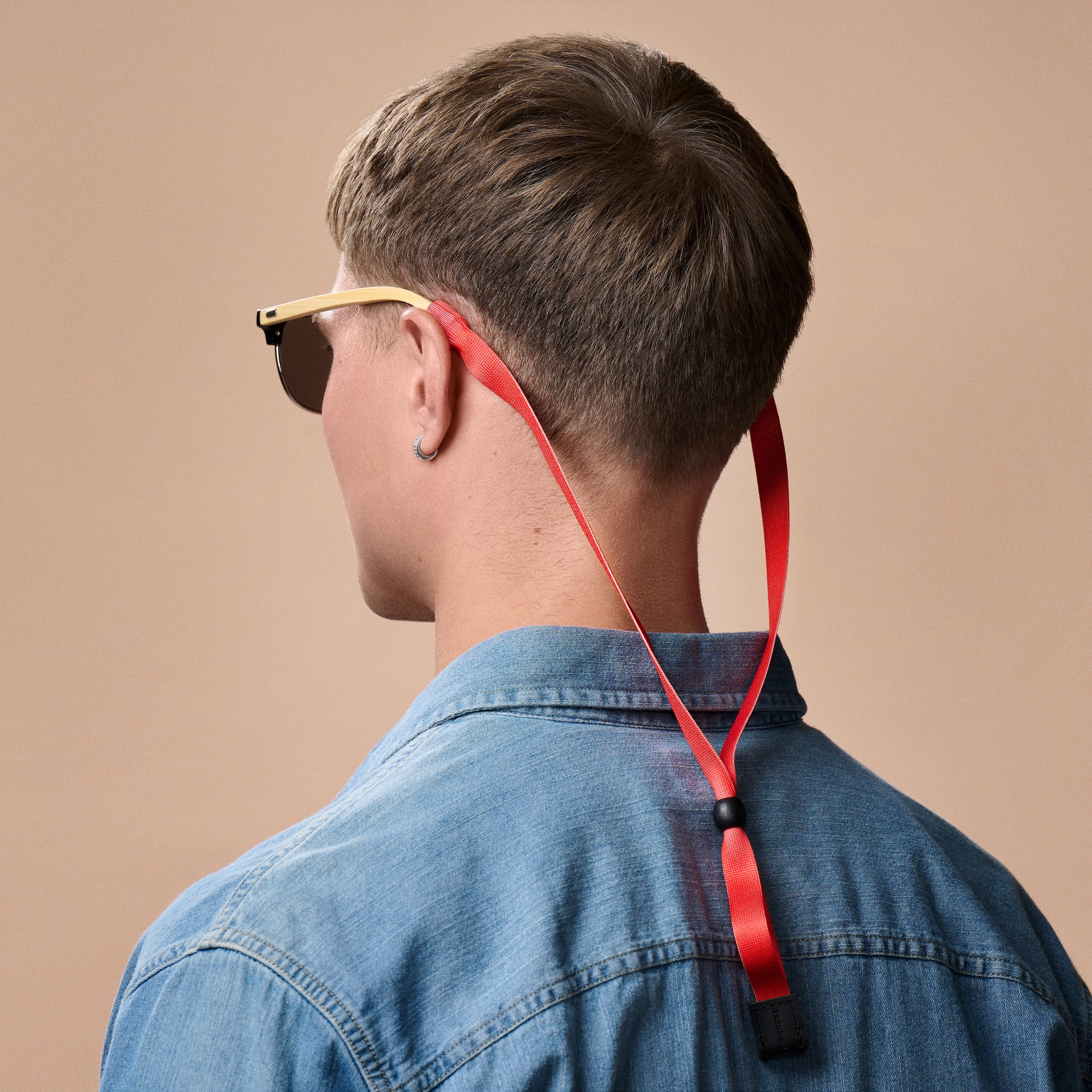 Breit Rot & Leder Sonnenbrillenband - 2