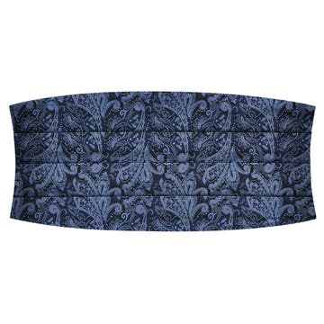 Navy & Light Blue Paisley Pattern Silk Cummerbund Navy & Light Blue Paisley Pattern Silk Cummerbund