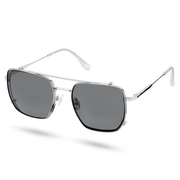 Stål Blålysblokkerende Klarglass Briller med Polariserte Clip-on Solbrilleglass