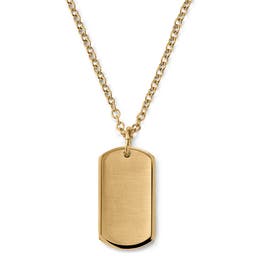 Gold-Tone With ID Dog Tag Cable Chain Necklace