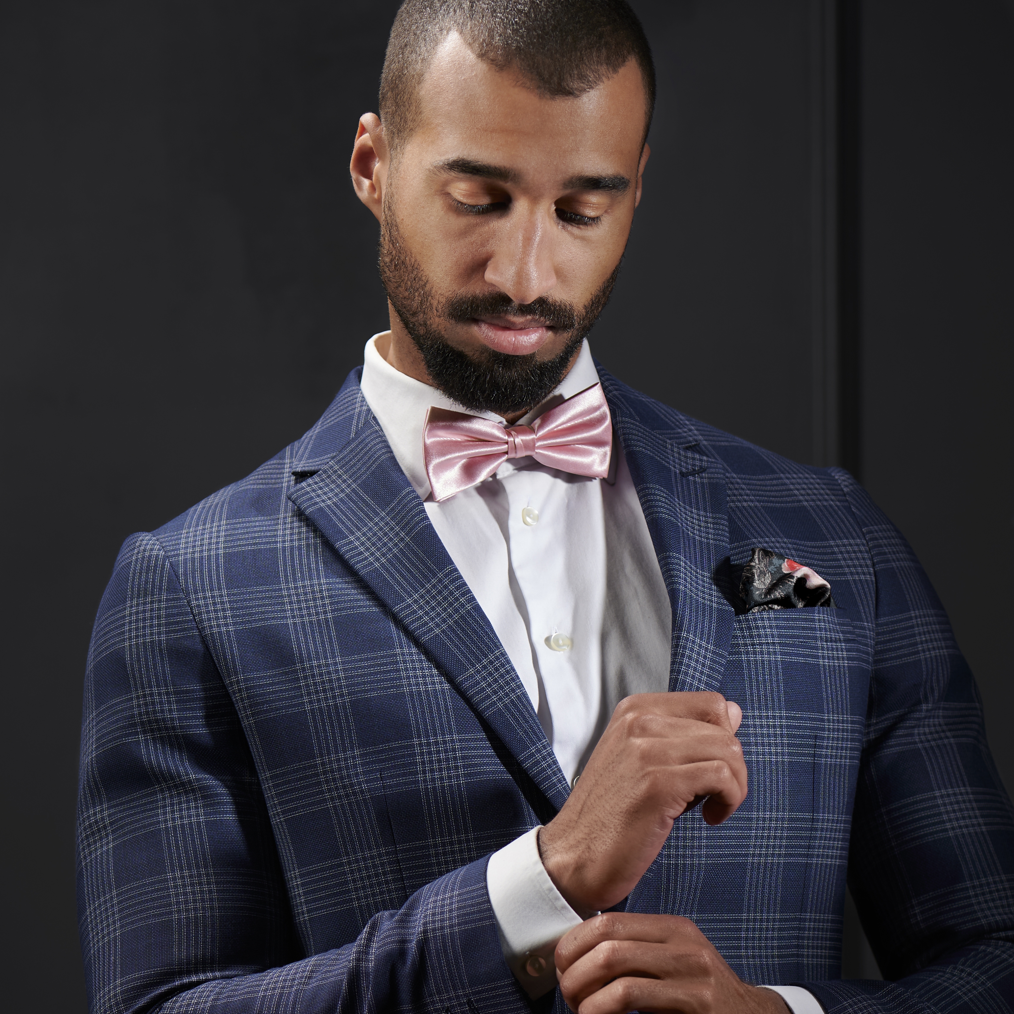 Boho | Black & White Paisley with Pink Roses Silk Pocket Square - 7