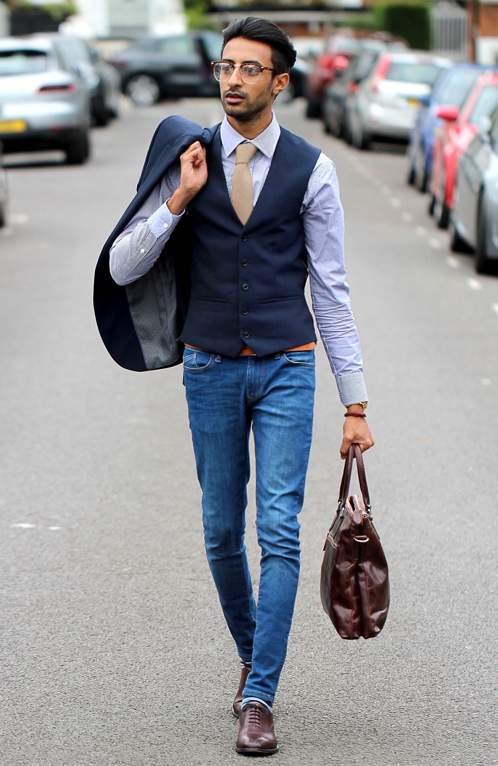 Corbata de punto beis - 6