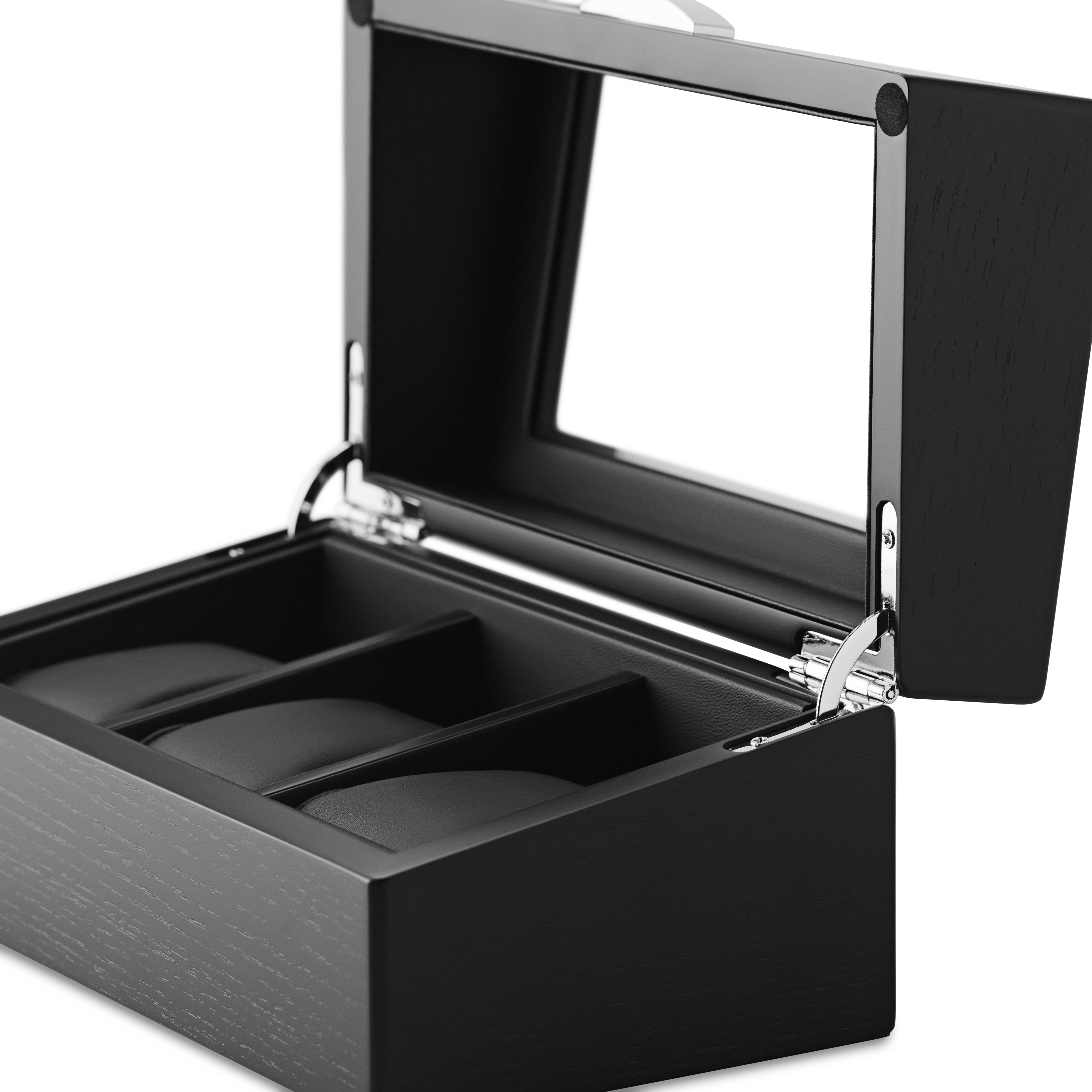 Coffret pour montres avec placage noir - 3 compartiments - 4