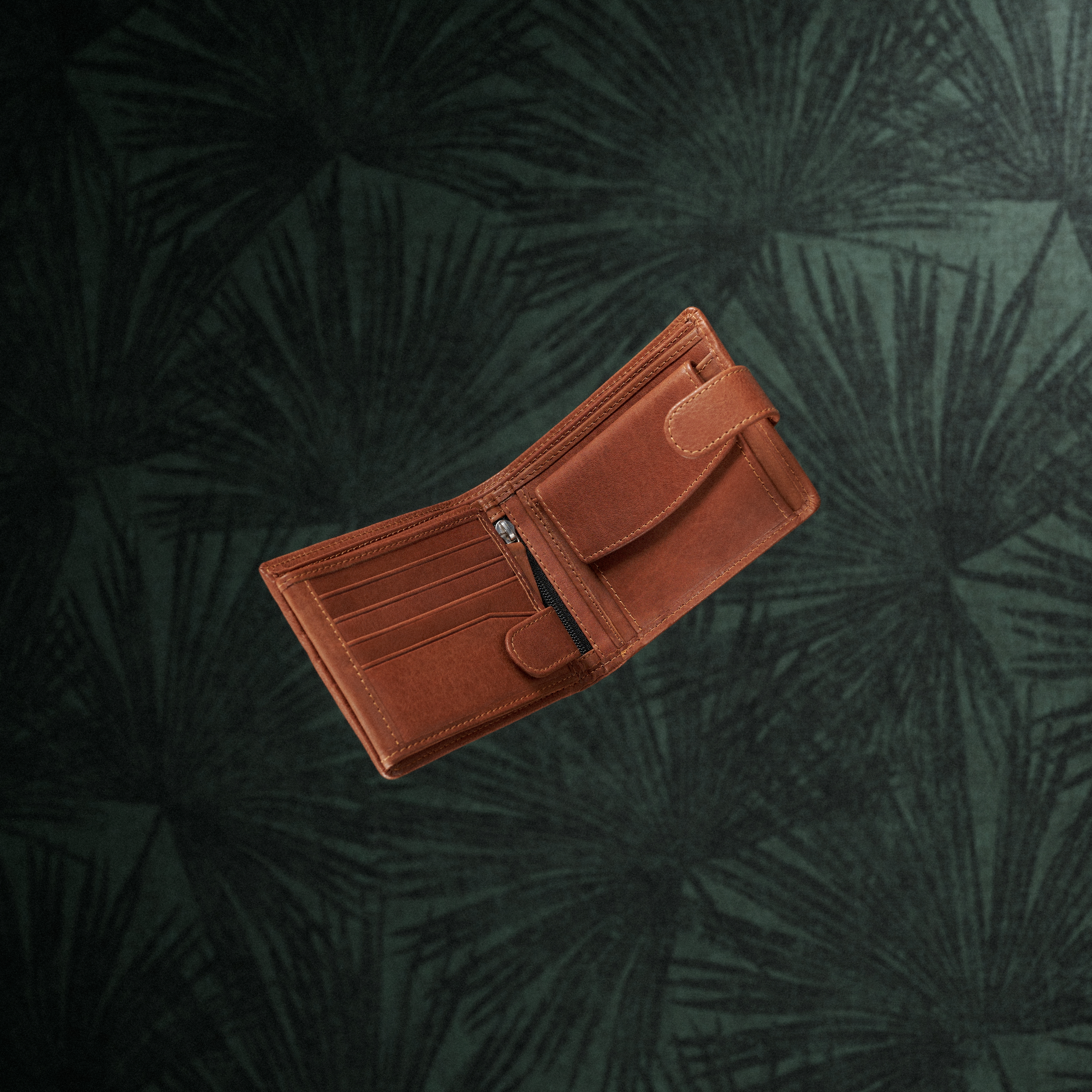 Portefeuille en cuir brun havane ergonomique Cambodia - 4