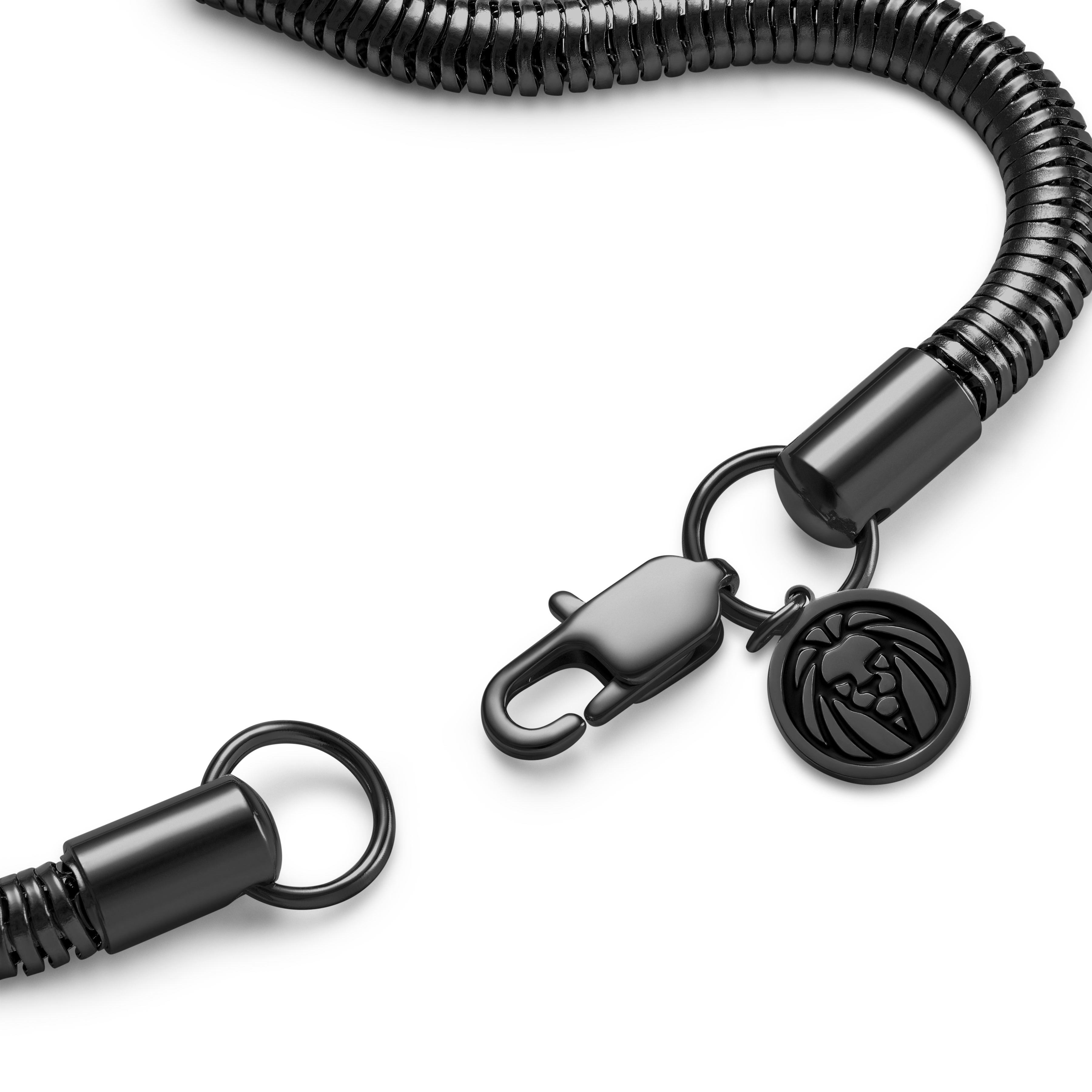 Essentials| 5 mm Metallsort Slangemønstret kjedearmbånd - 5