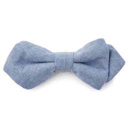 Baby Blue Pointy Cotton Pre-Tied Bow Tie
