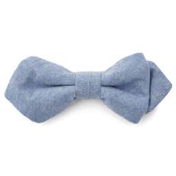 Baby Blue Pointy Cotton Pre-Tied Bow Tie