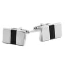 Boutons de manchette élégants avec barre noire Boutons de manchette élégants avec barre noire