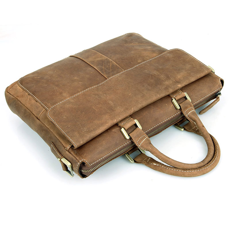 Smeđa vintage klasična kožna torba - 8
