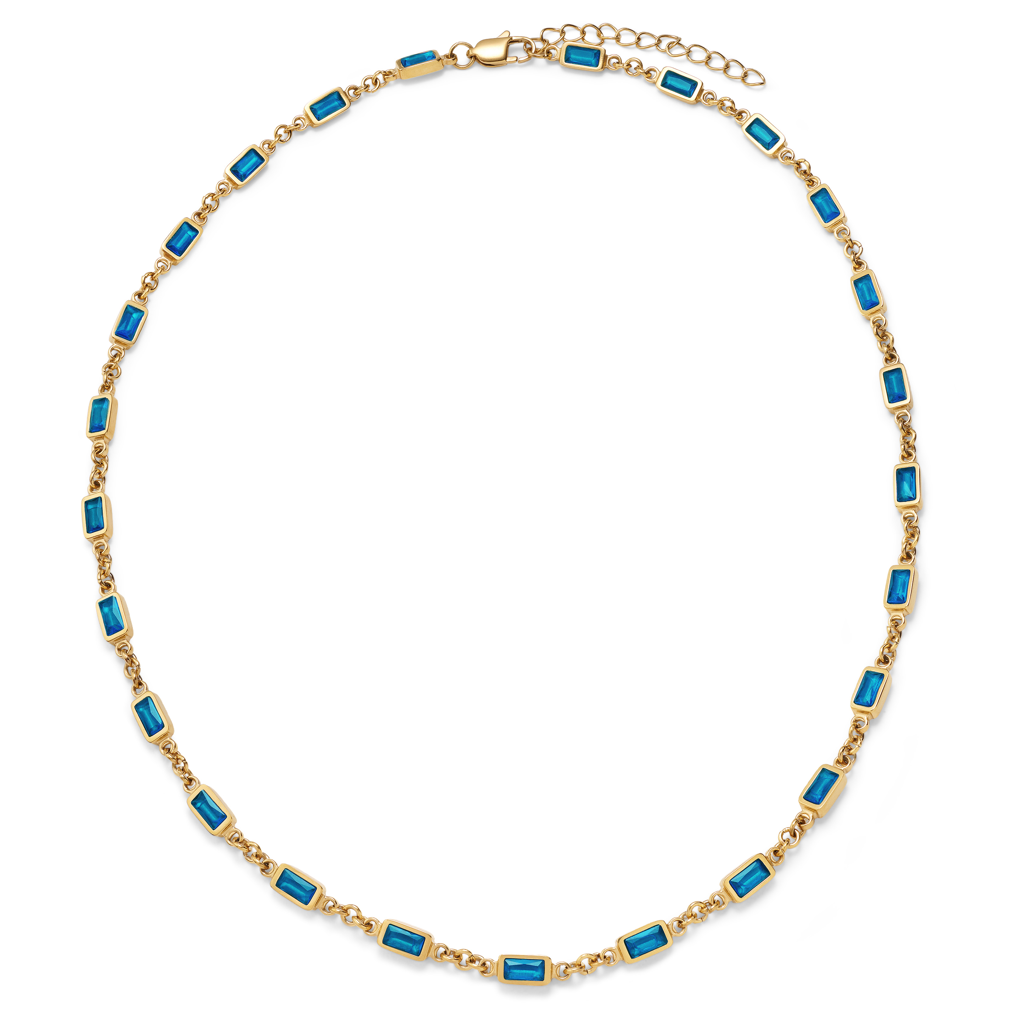 Prism | Verižica v zlatem tonu z modrimi steklenimi kristali - 4