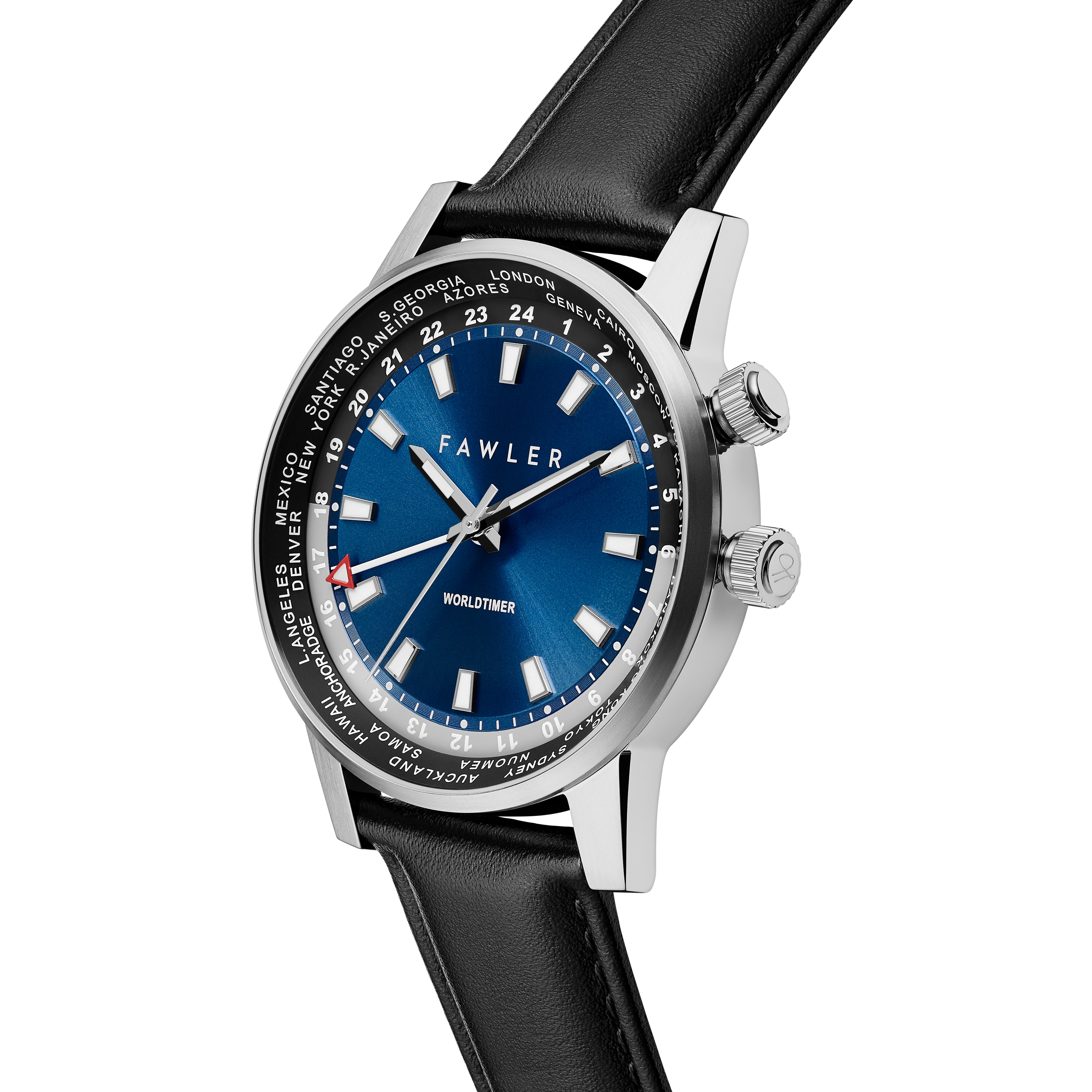 Gentium | Reloj GMT con varios husos horarios de acero inoxidable azul - 3