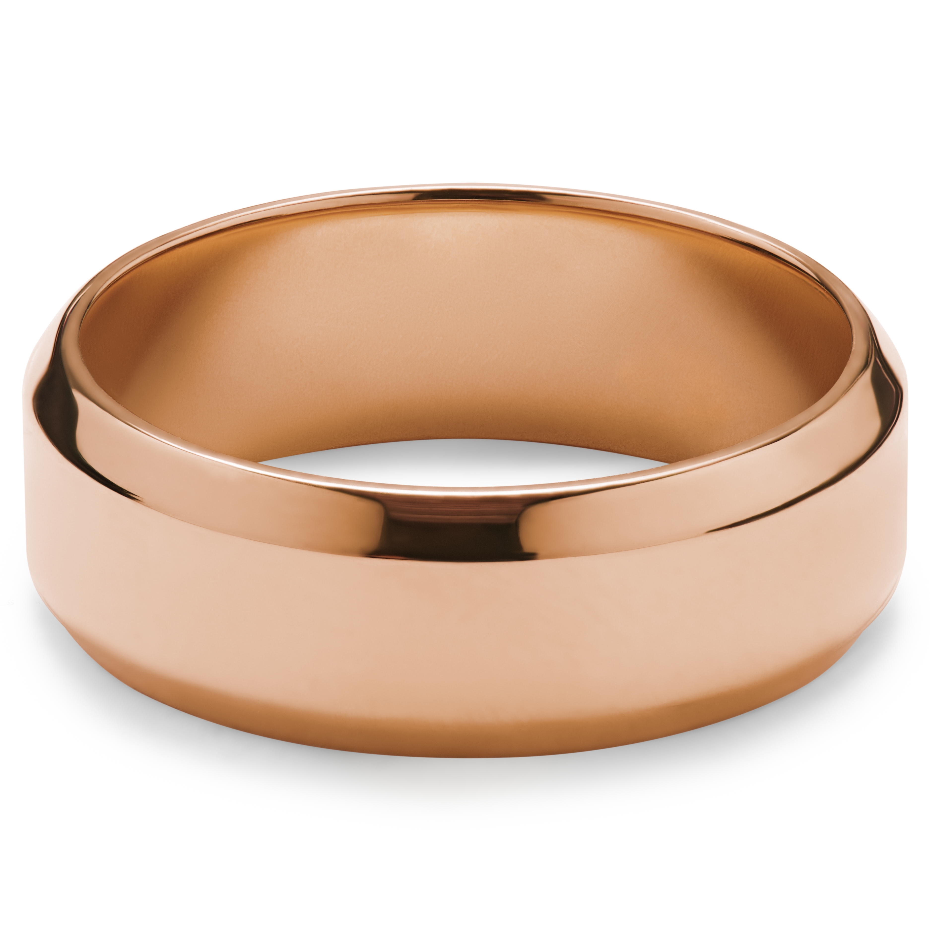 Ferrum | 8 mm Polished Rose Gold-Tone Bevelled Edge Ring - 4
