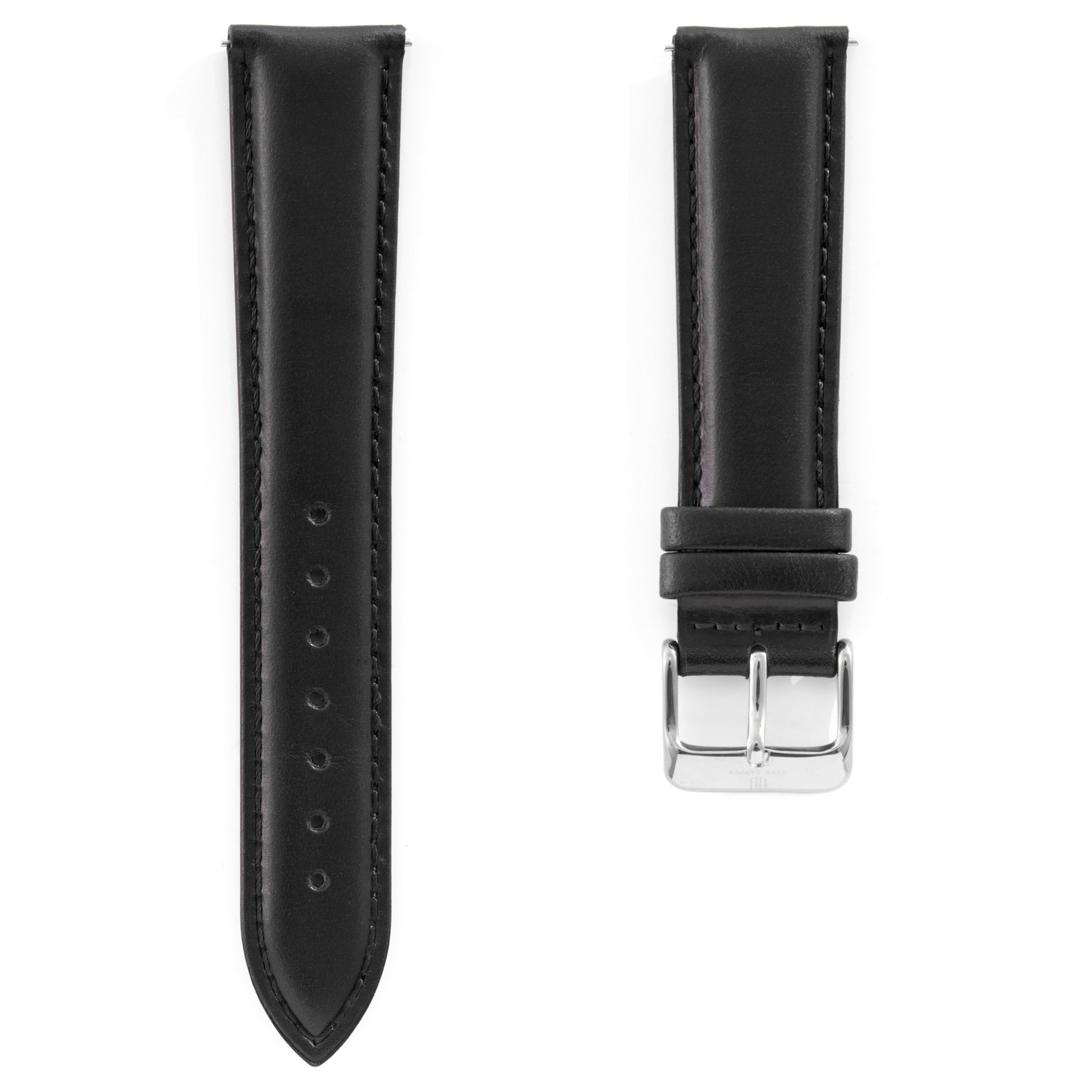 Vintage Black & Silver Leather Watch Strap - 1