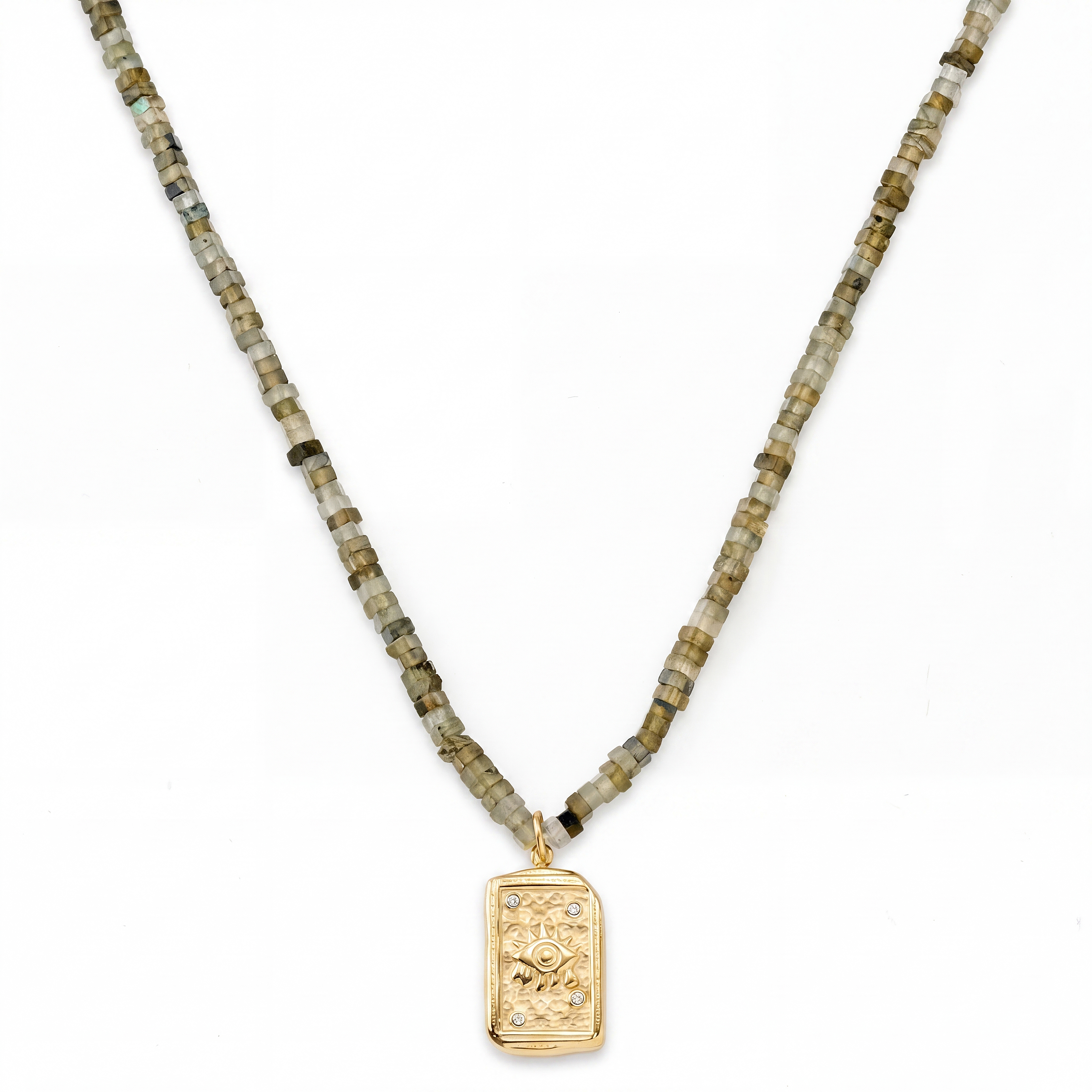Mediterranean | Minimal Stone Beaded Charm Necklace