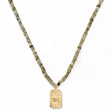 Mediterranean | Minimal Stone Beaded Charm Necklace Mediterranean | Minimal Stone Beaded Charm Necklace