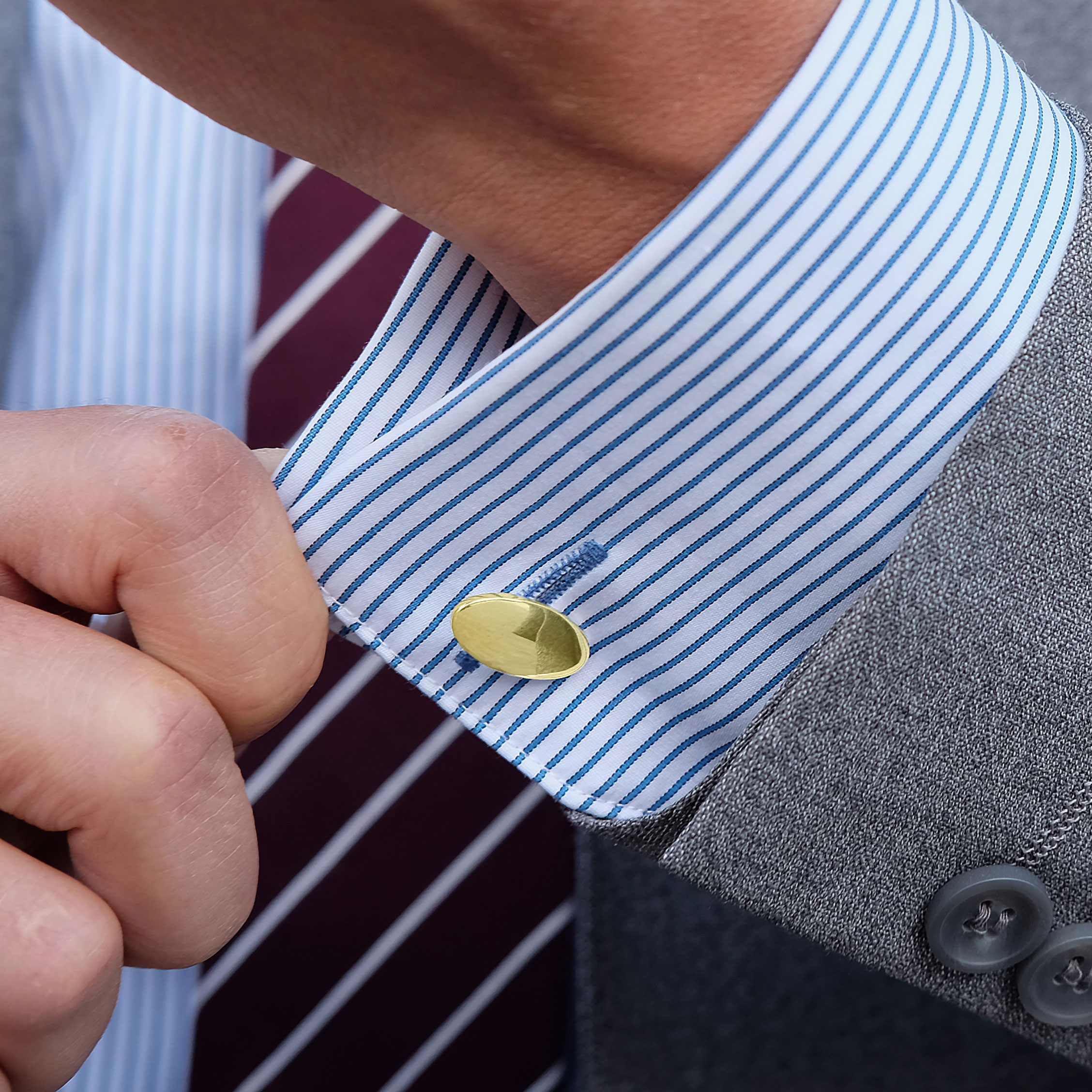 925 Zilveren Ovale Manchetknopen Goudverguld - 4