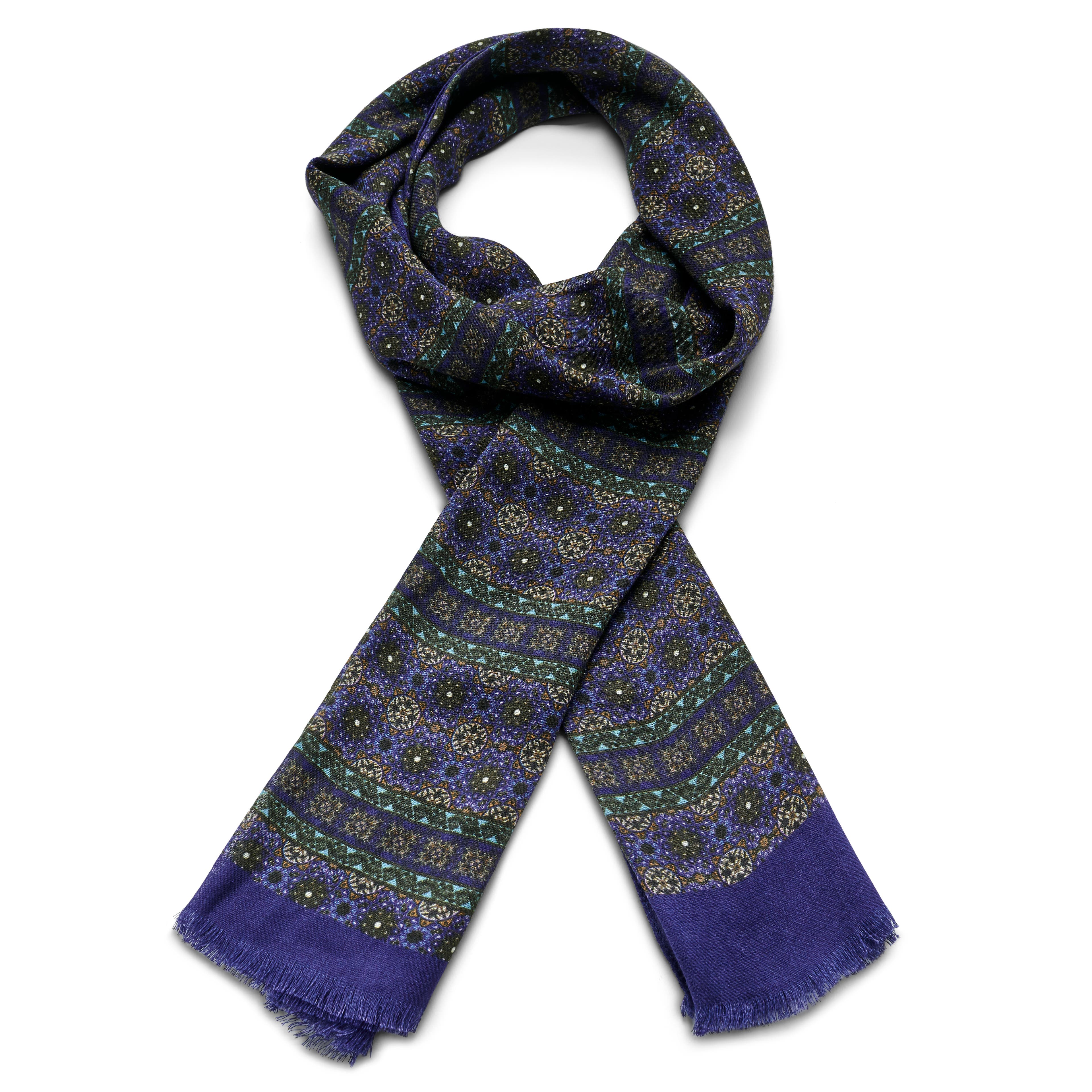 Brux | Purple & Green Patterned Cotton Mix Scarf