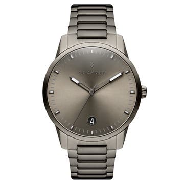 Yves | Jednofarebné gunmetal sivé hodinky z nehrdzavejúcej ocele 