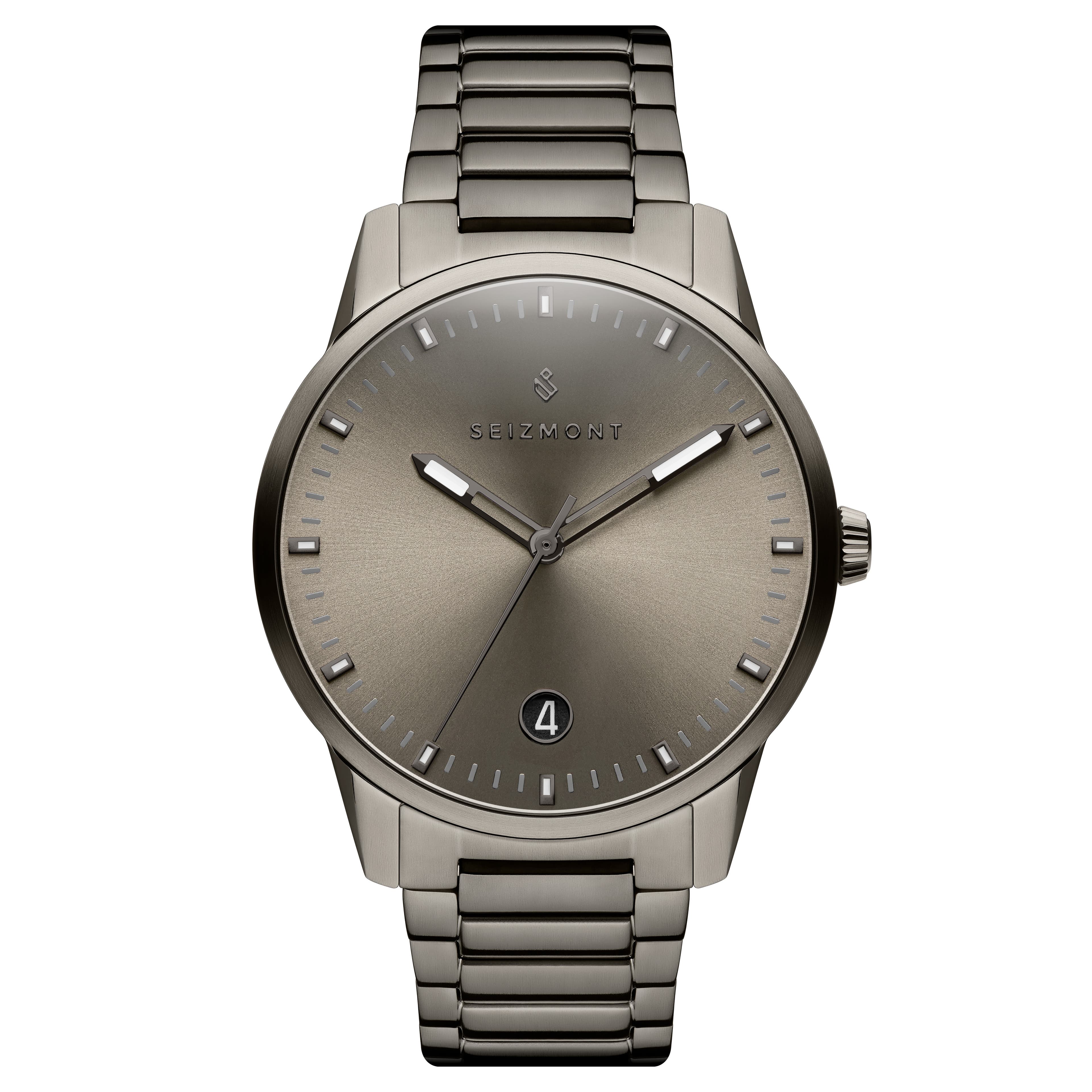 Yves | Reloj de un solo color de acero inoxidable gris metalizado