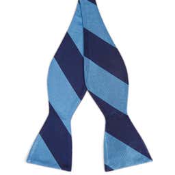 Pajarita de seda para atar con rayas en azul marino y azul