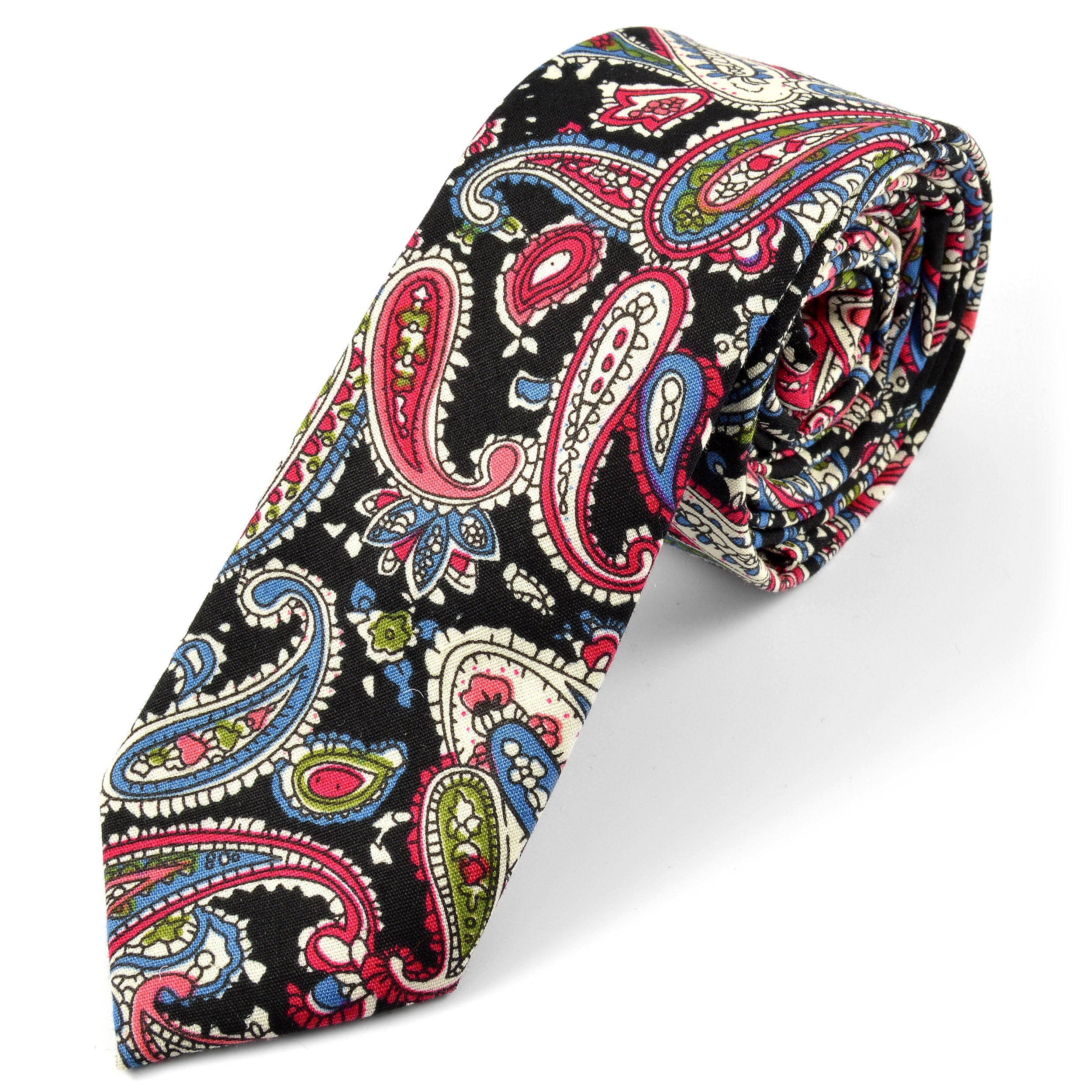 Blå/Röd Retro Bomullsslips - 1