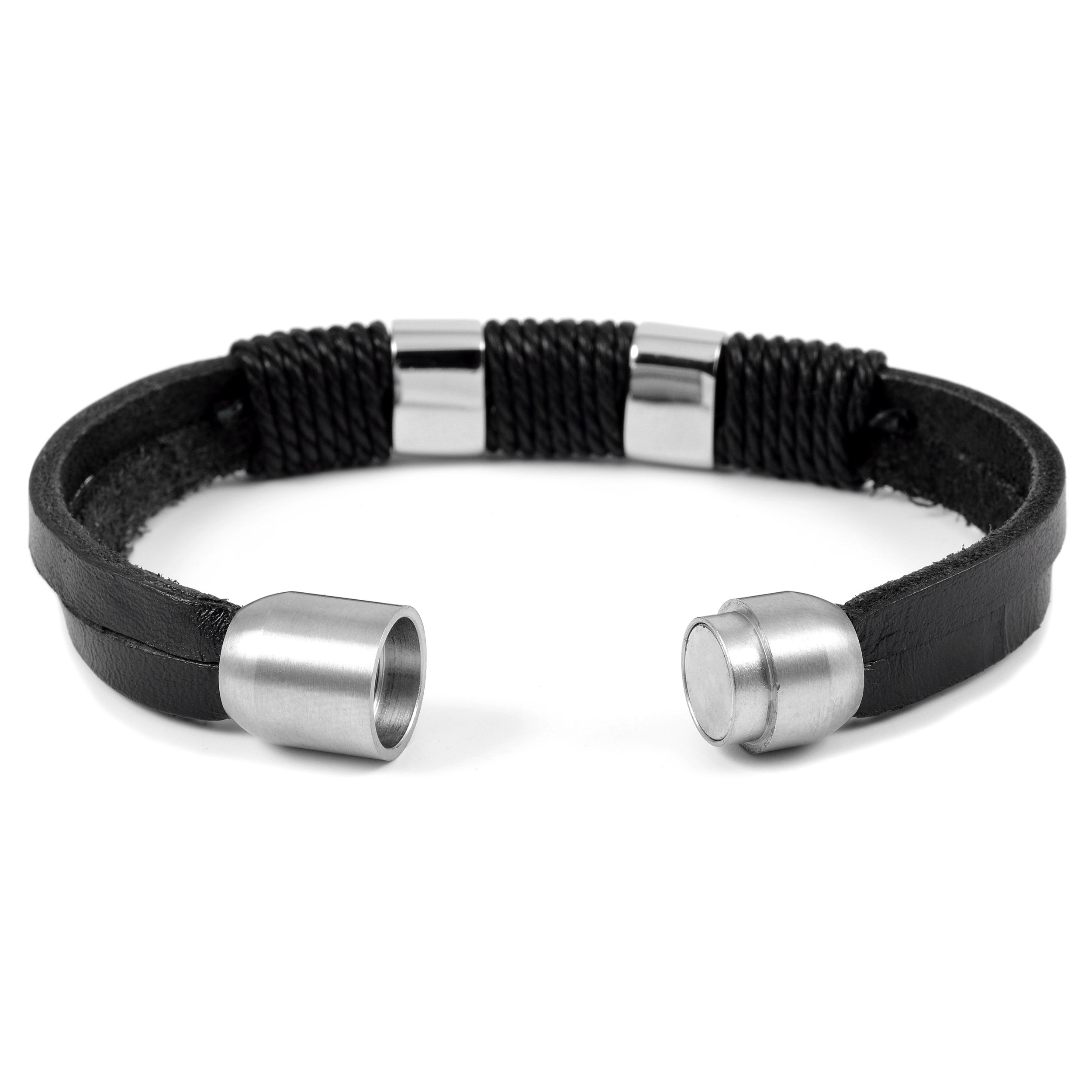 Pulsera de cuero con cuerda y bala  - 4